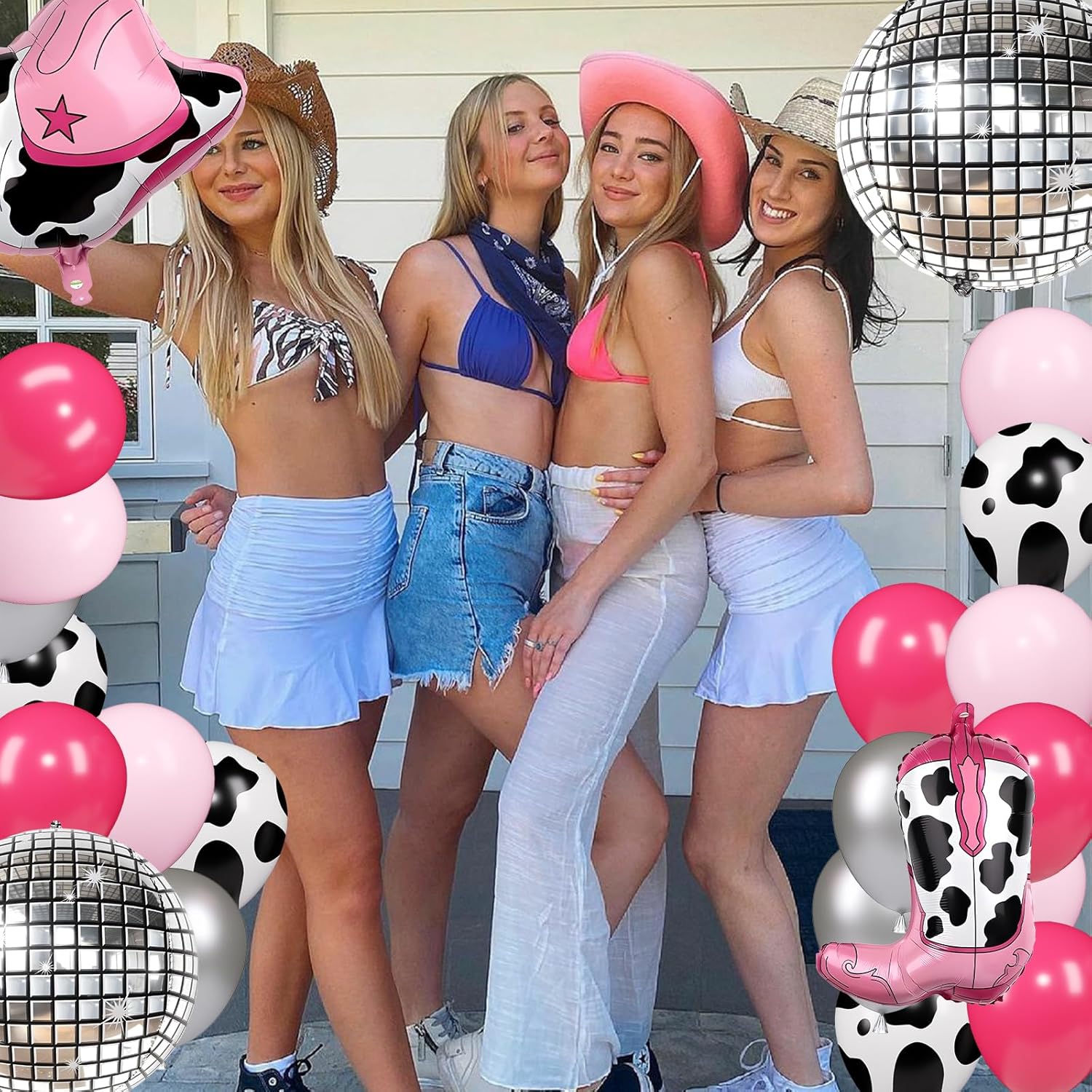 YQUQWN Disco Cowgirl Party Decorations 24PCS Hot Pink Balloons