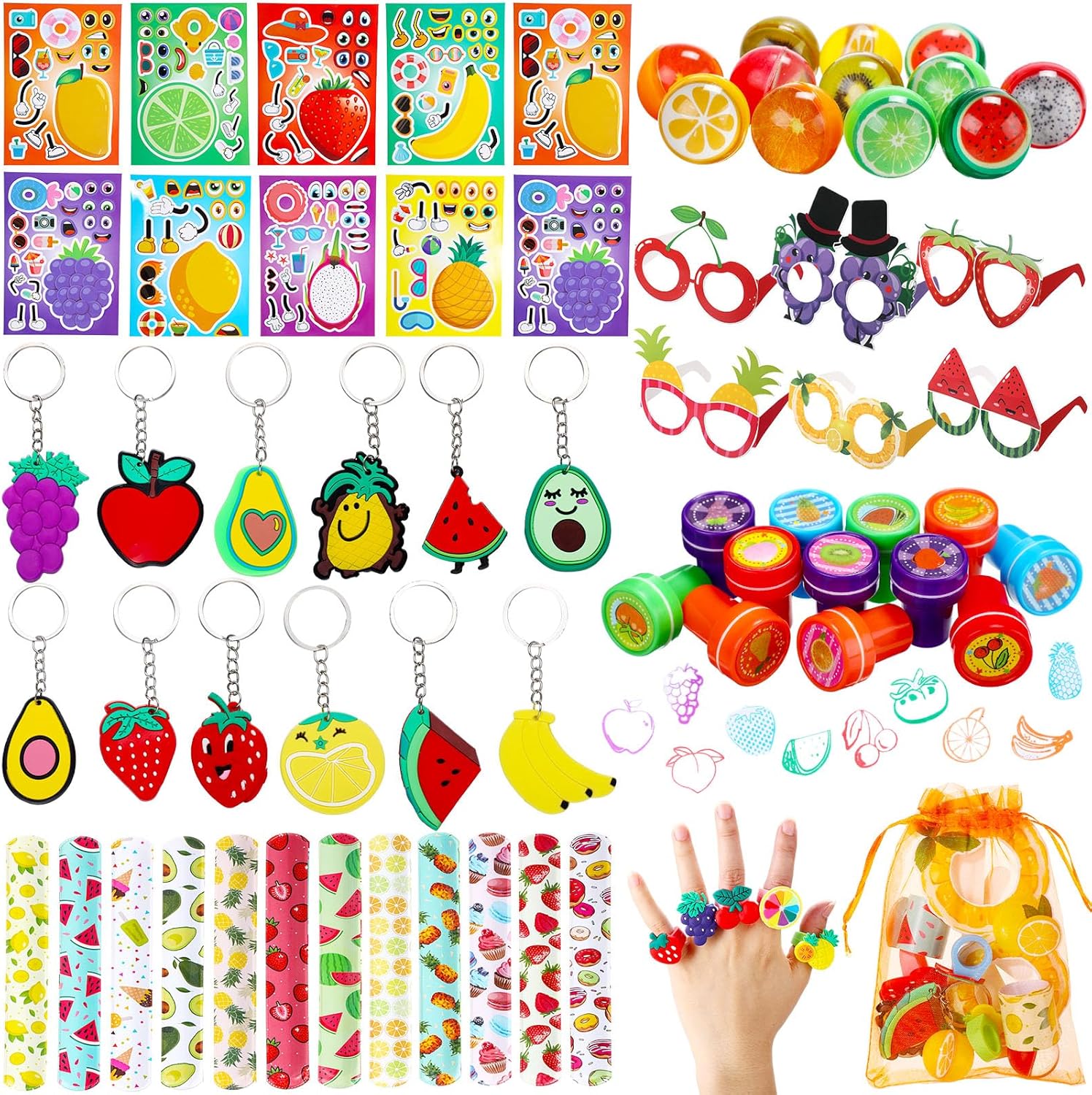 Blosssound 96 Pcs Summer Fruit Party Favors Set