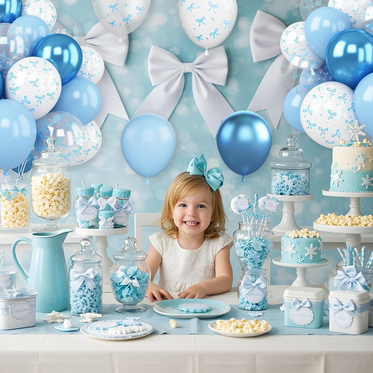 Blue Bow Balloons 30 Pcs 12 Inch Party Decorations