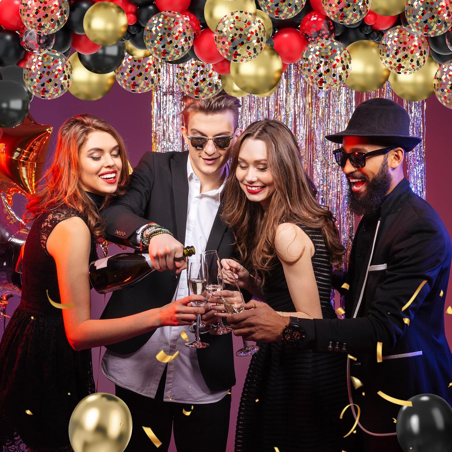 Red Black Gold Balloon Arch Kit 114PCS 4 Sizes for Party Decorations