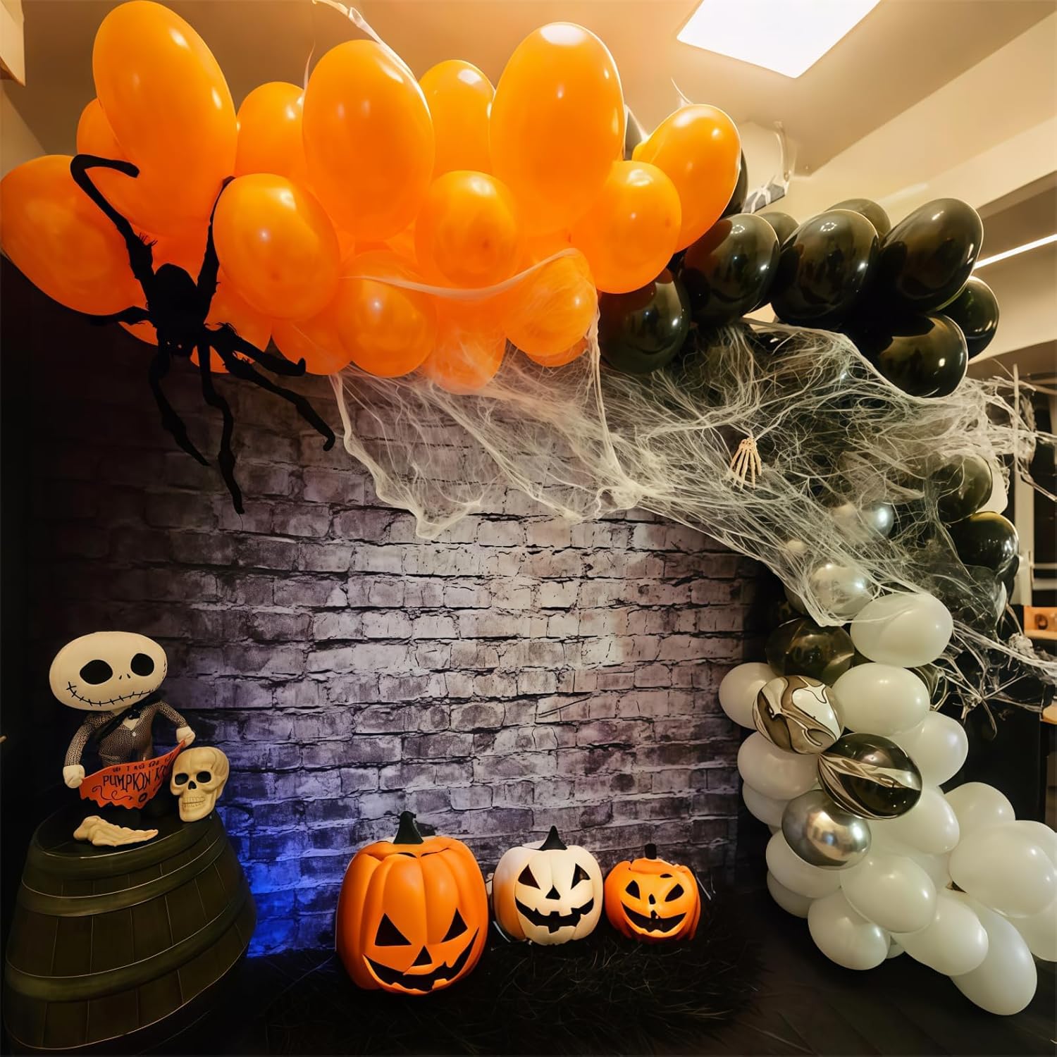 Black Orange and Silver Balloon Garland Arch Kit for Halloween