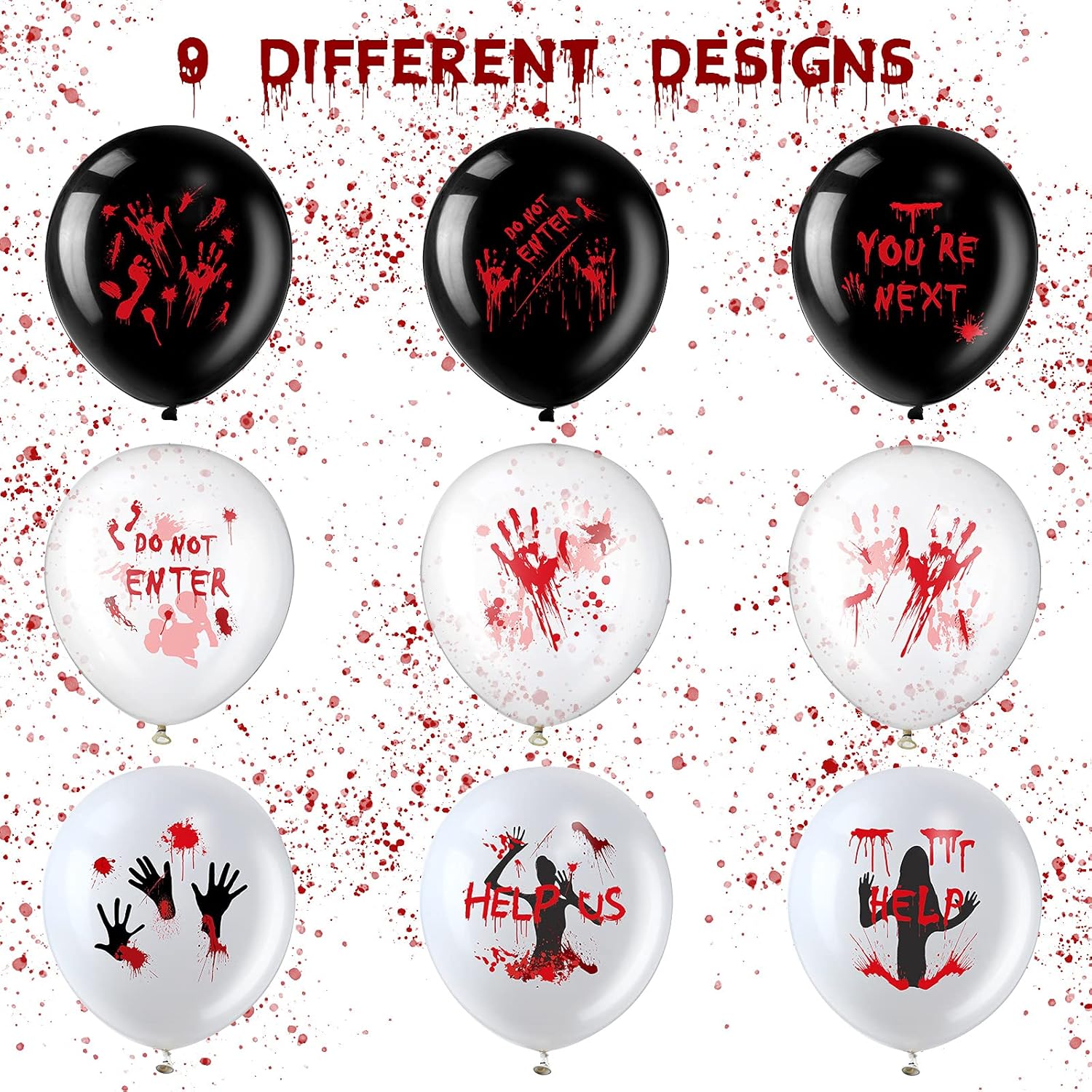 Aoriher 45 Pcs Scary Halloween Balloons 12 Inches