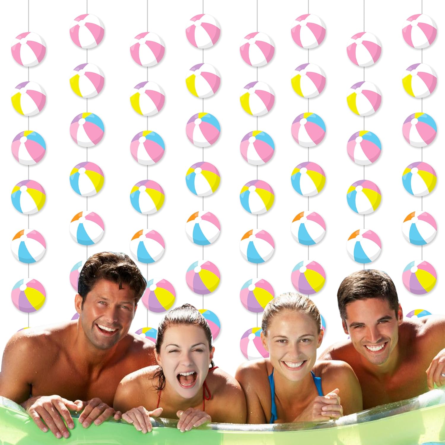 8pcs Pink Beach Ball Party Garlands for Summer Celebrations
