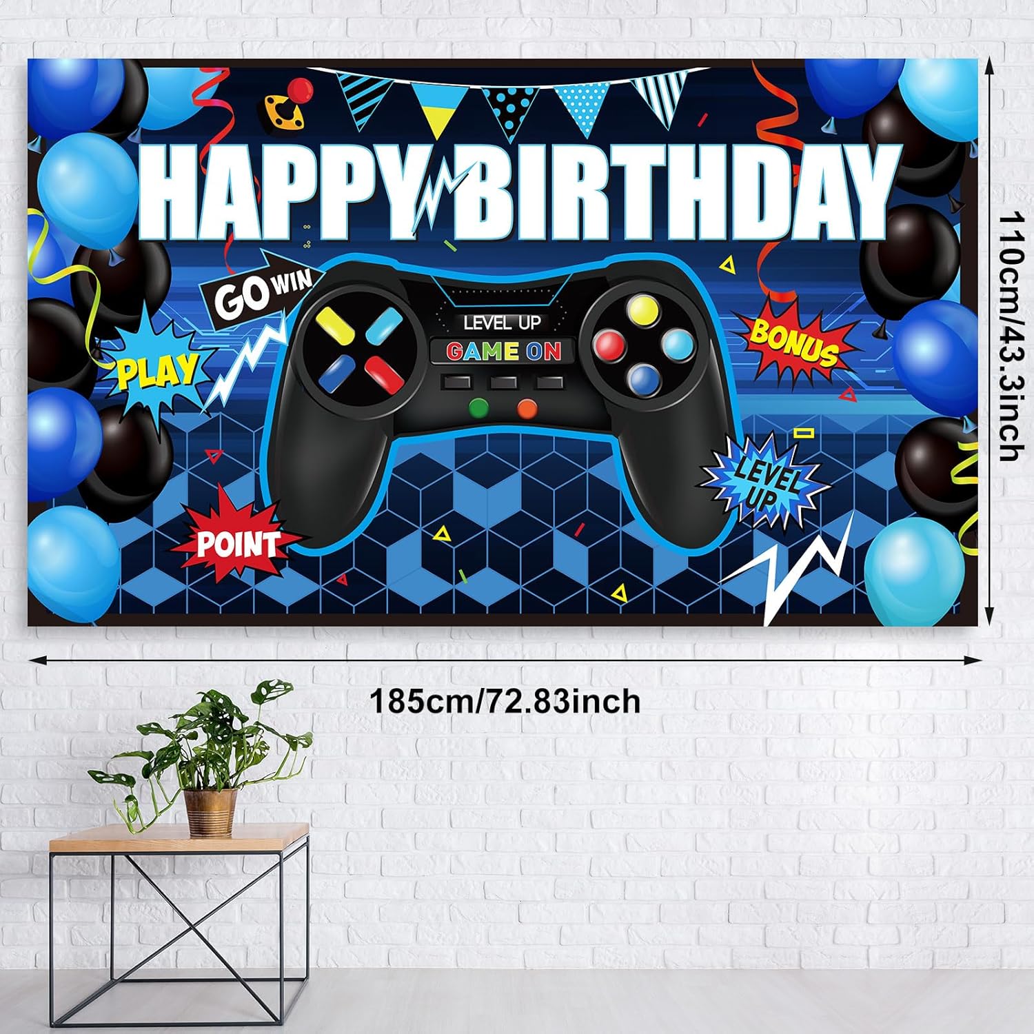 Video Game Birthday Party Decorations Set with Backdrop and Balloons
