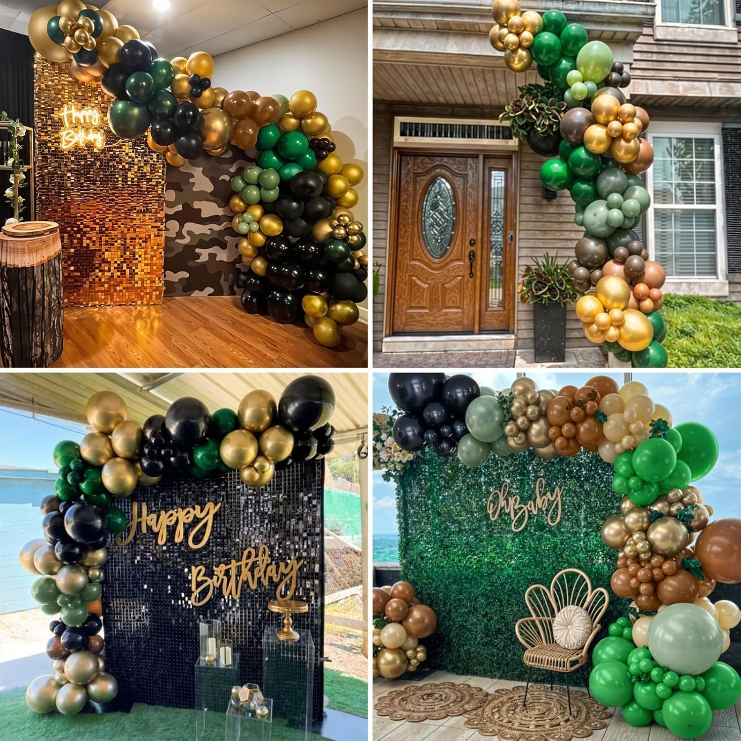TAOYE 12 Inch 60 Pcs Green Brown Balloons Set