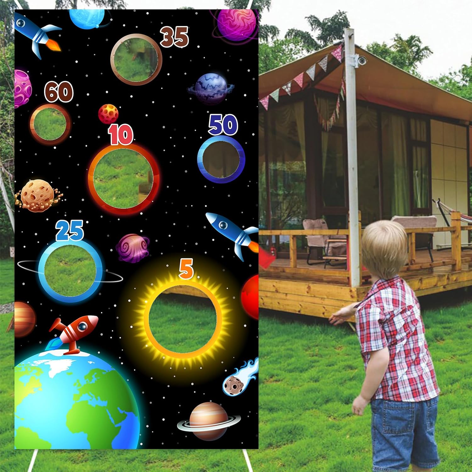 Outer Space Toss Game Poster with Bean Bags