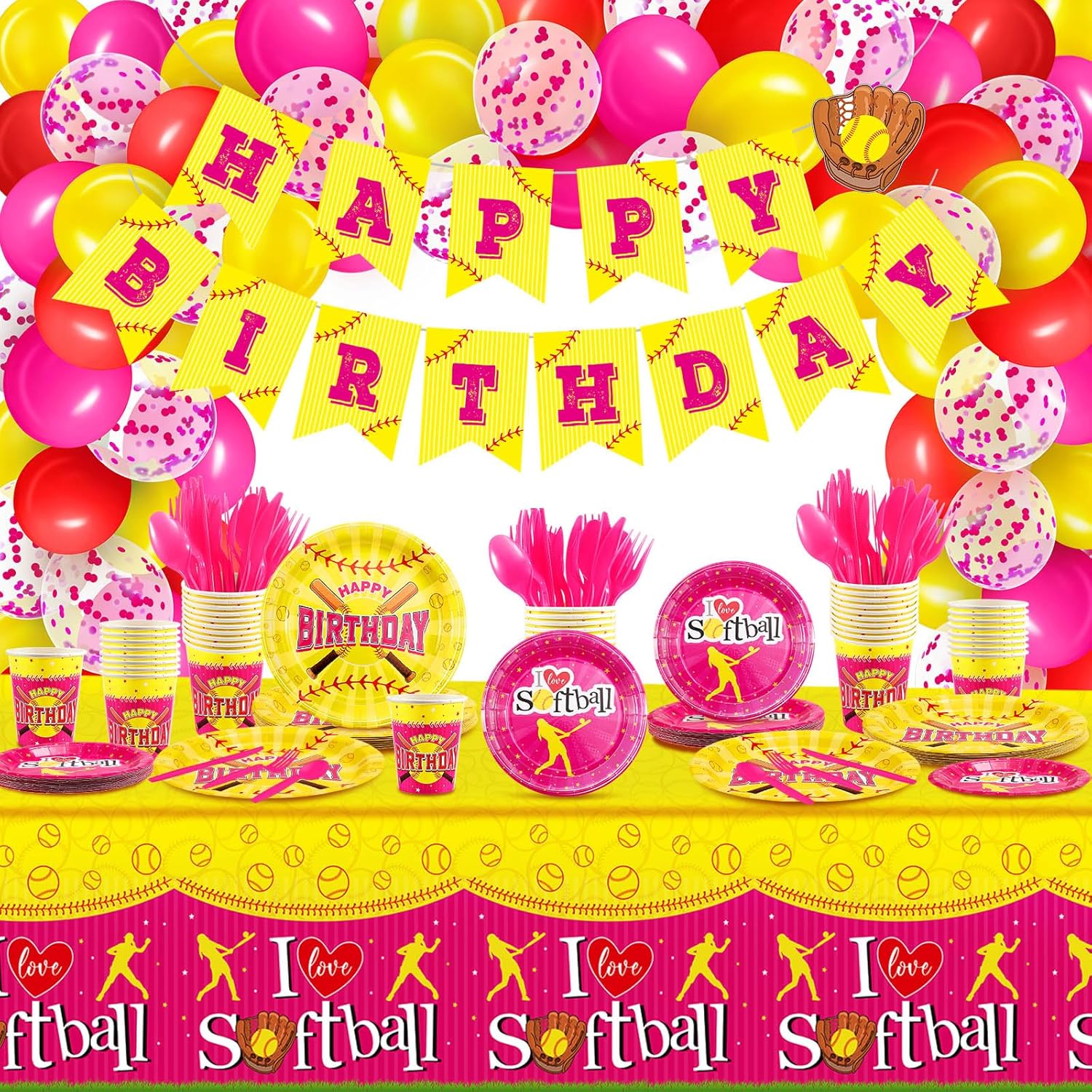 Gueevin 115 Pcs Softball Party Decor Kit