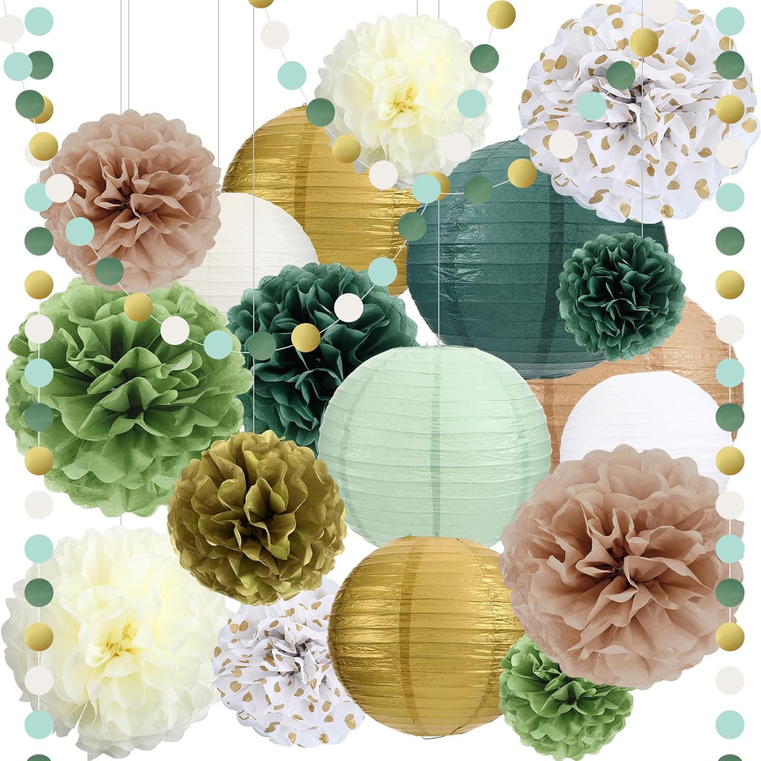 Glooglitter 26 Pcs Sage Green Party Decorations