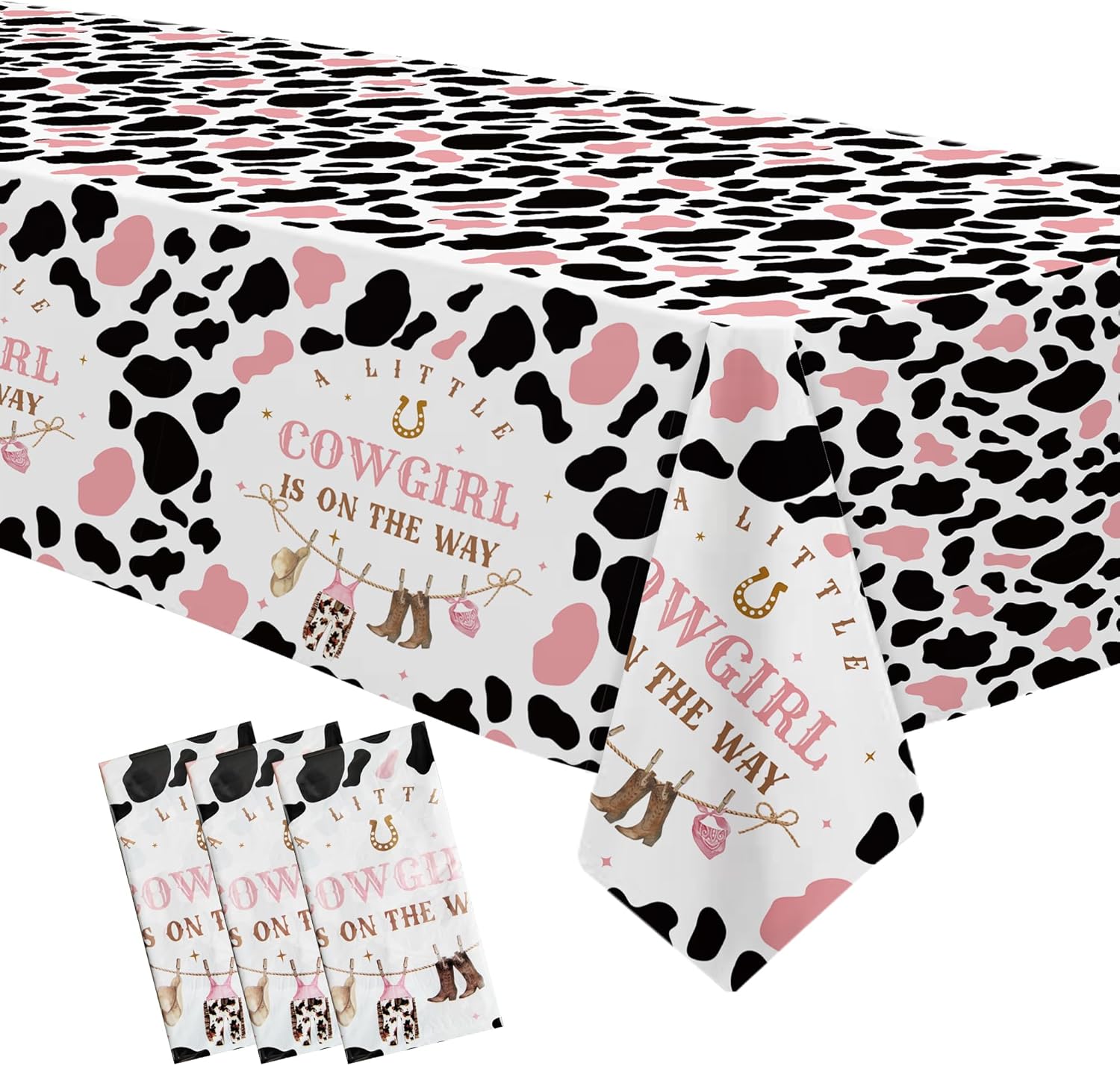Xigejob Western Cowgirl Baby Shower Tablecloths - 3 Pack