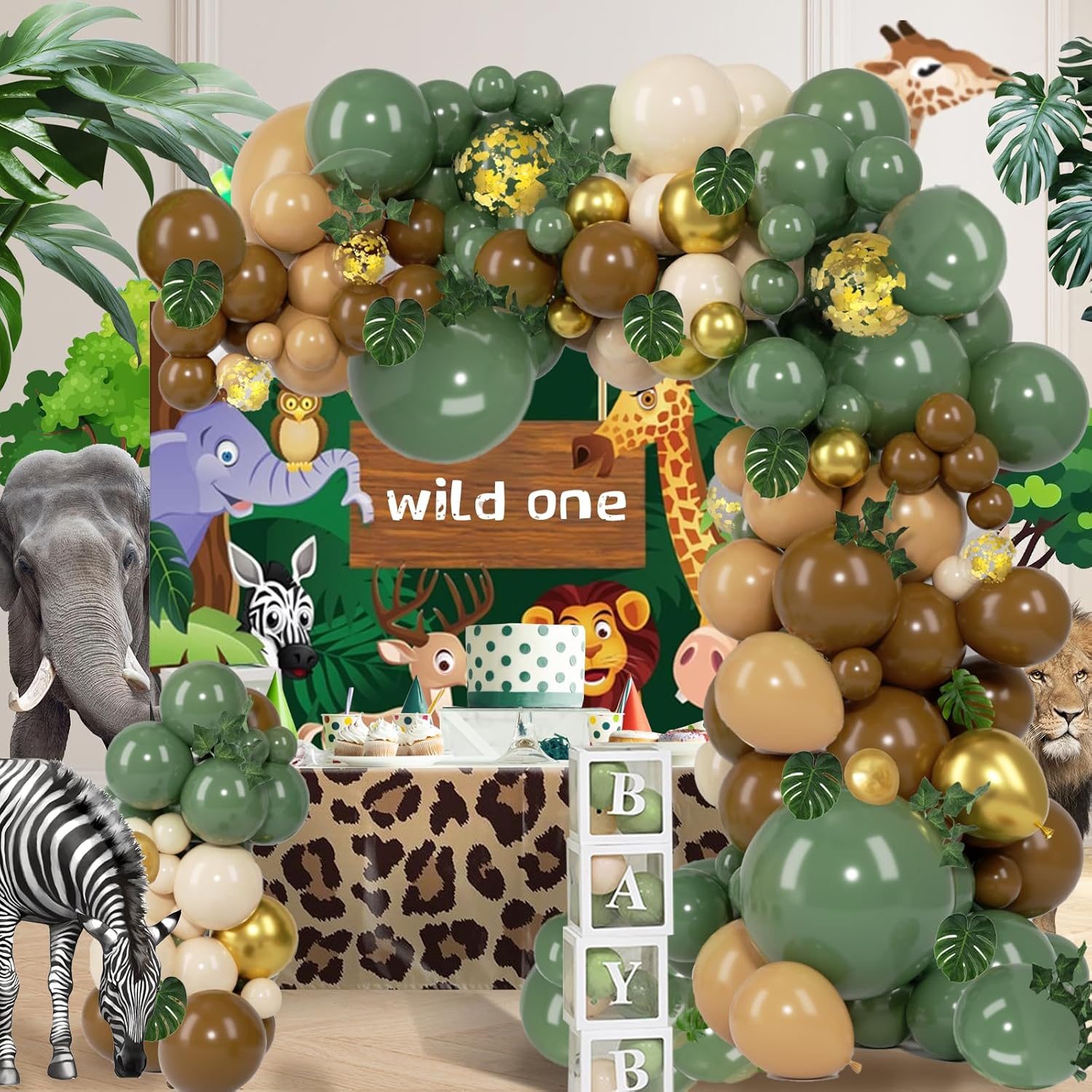 PERPAOL Jungle Safari Balloon Garland Kit 140pcs