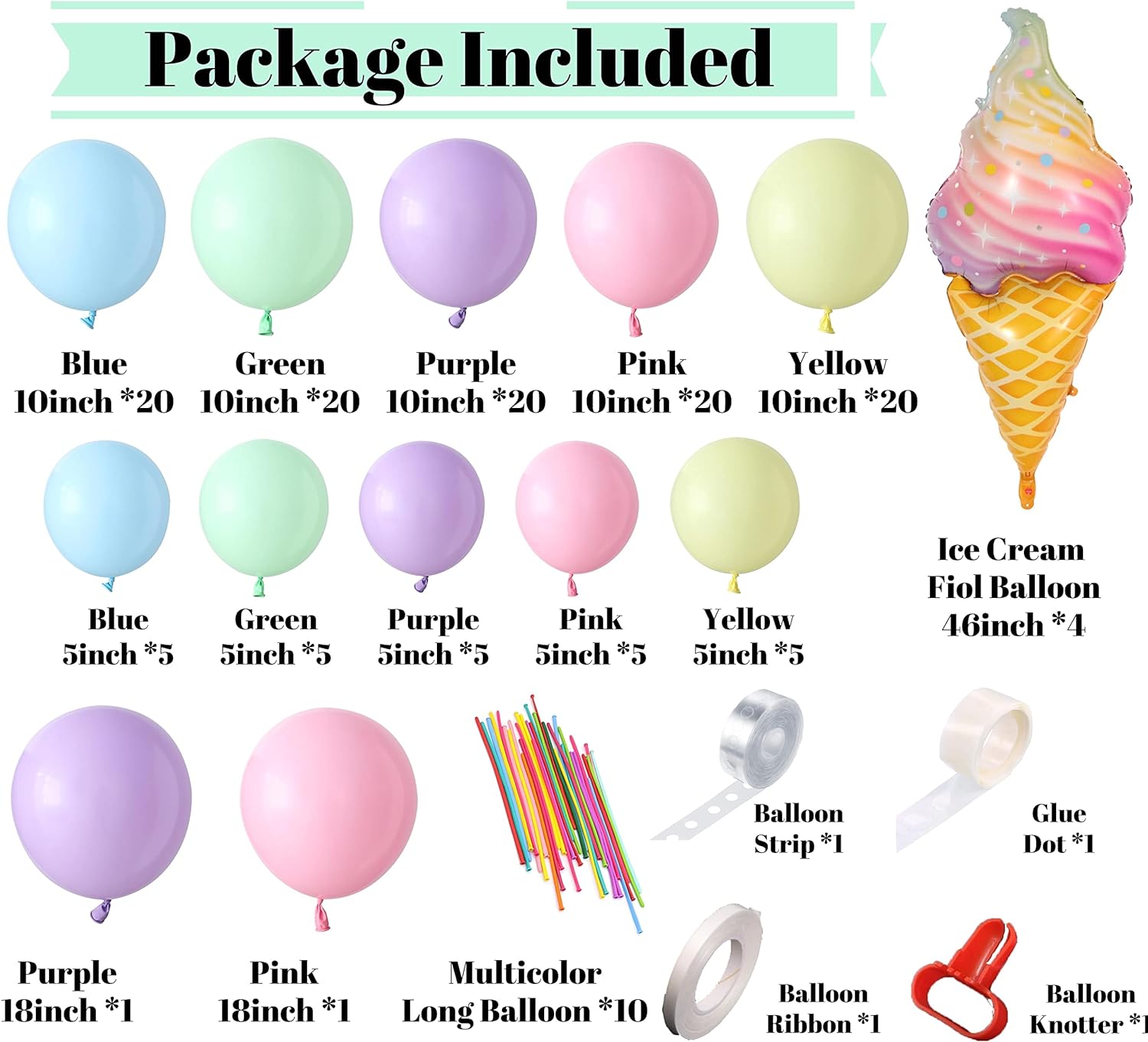 Pastel Balloons Garland Arch Kit 143pcs Rainbow Birthday Party Decoration