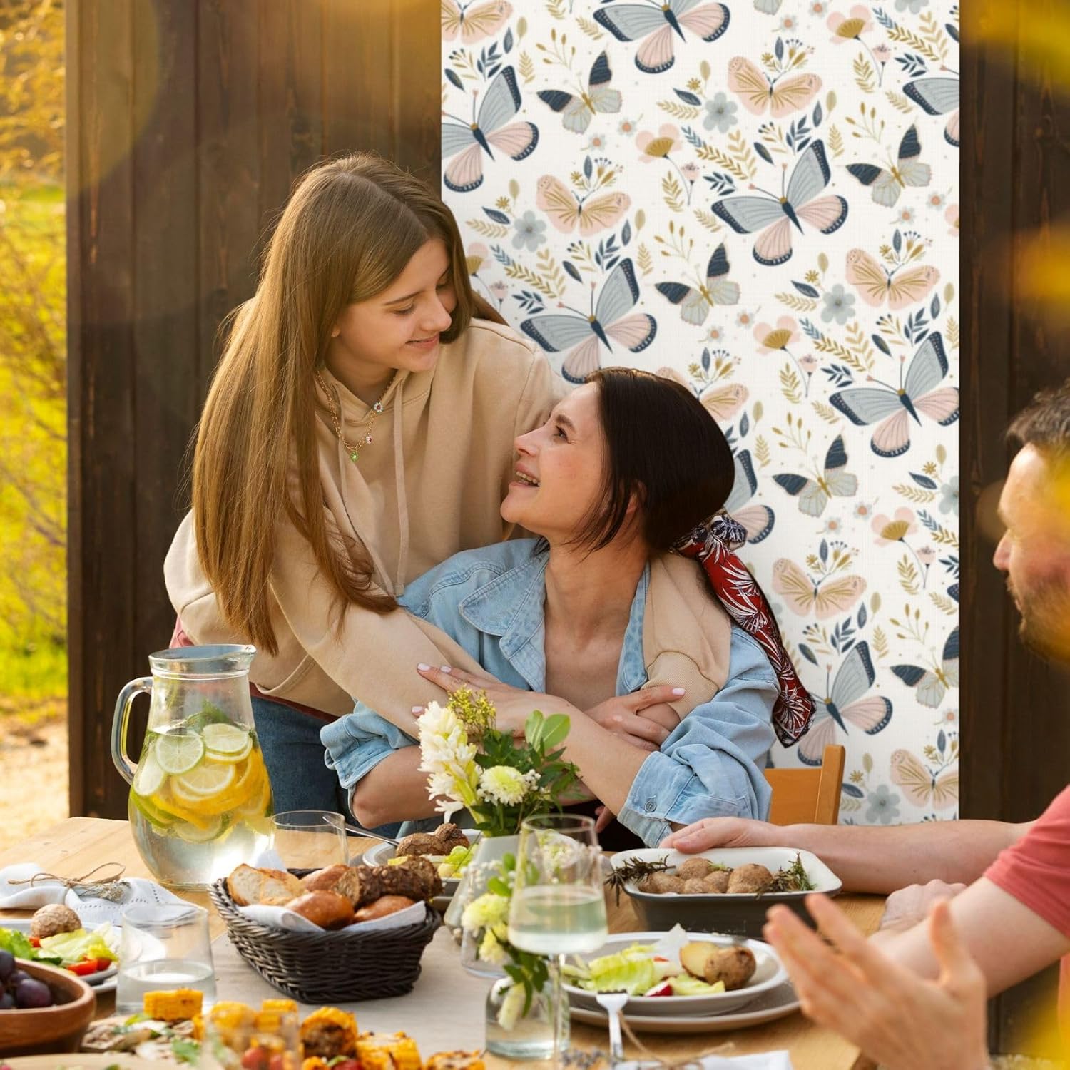 Butterfly Flower Door Banner Cover for Home and Garden
