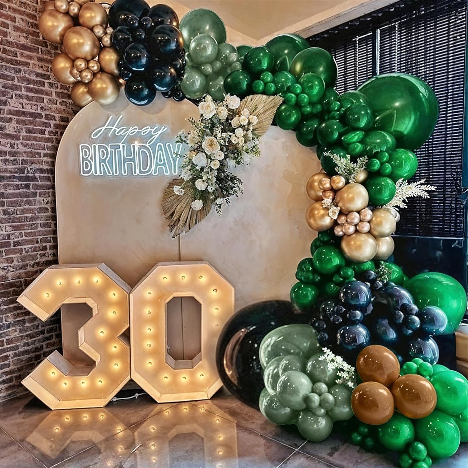 TAOYE 12 Inch 60 Pcs Green Brown Balloons Set