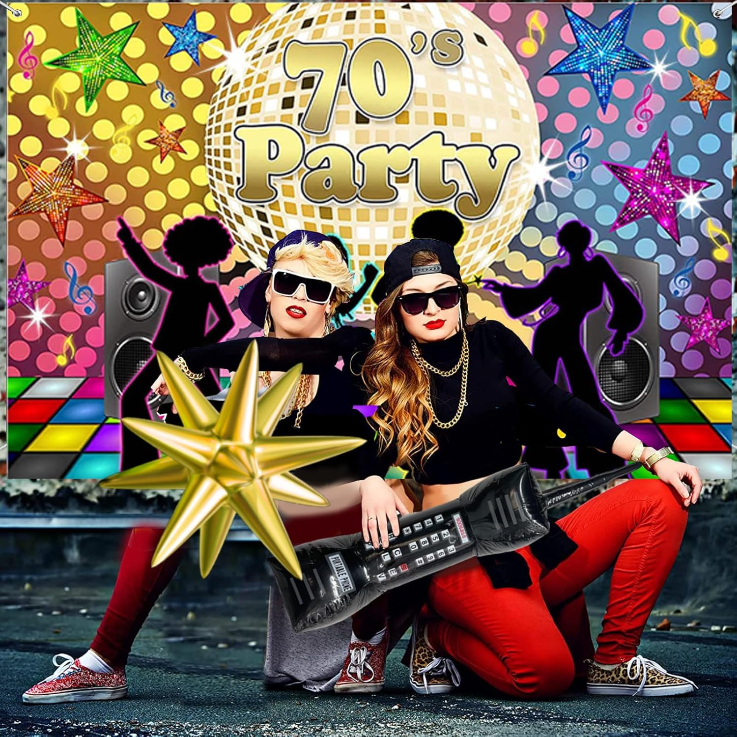 70s Party Decor Kit with 118 Decor Items