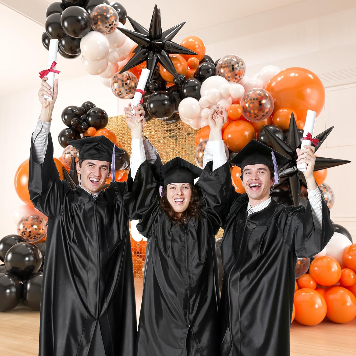 141pcs Black White Orange Balloon Garland Arch Kit