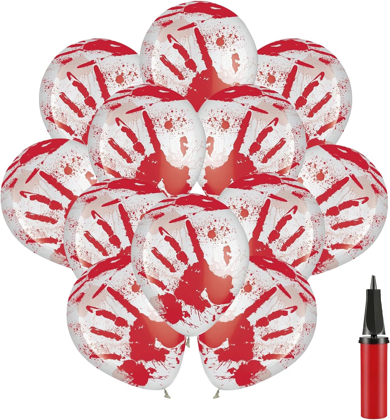 Leesoot 12pcs 12inch Blood Handprint Balloons Halloween Party Decor