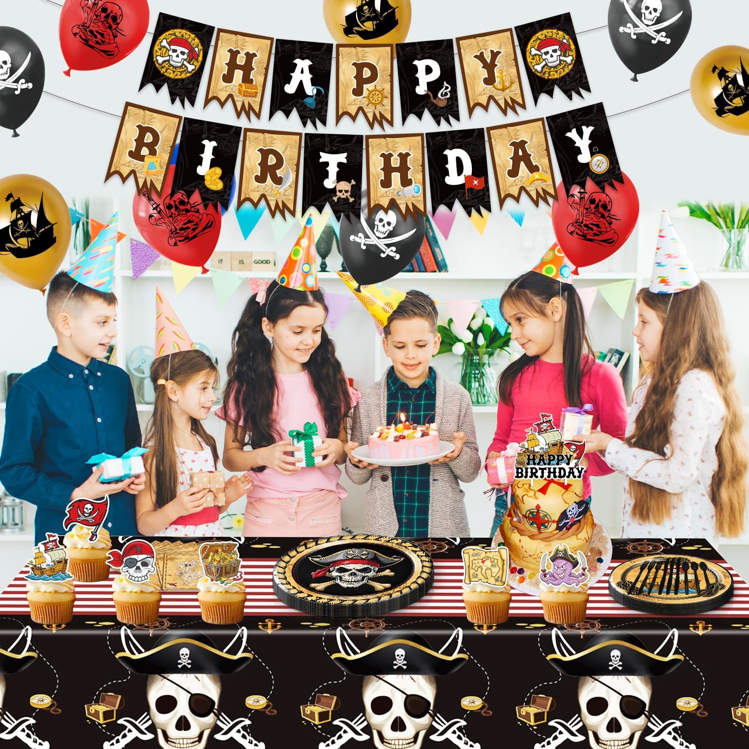 Heidaman 120Pcs Pirate Party Decorations Set