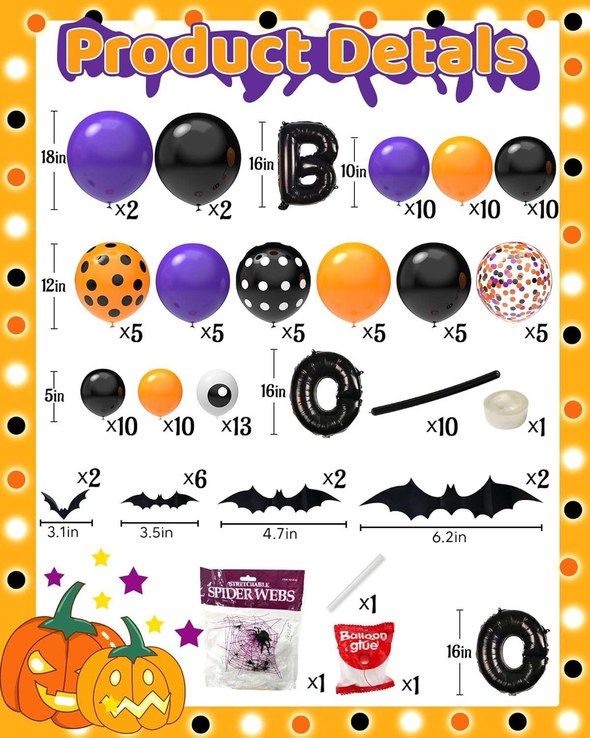 126 Pcs Halloween Balloon Garland Arch Kit