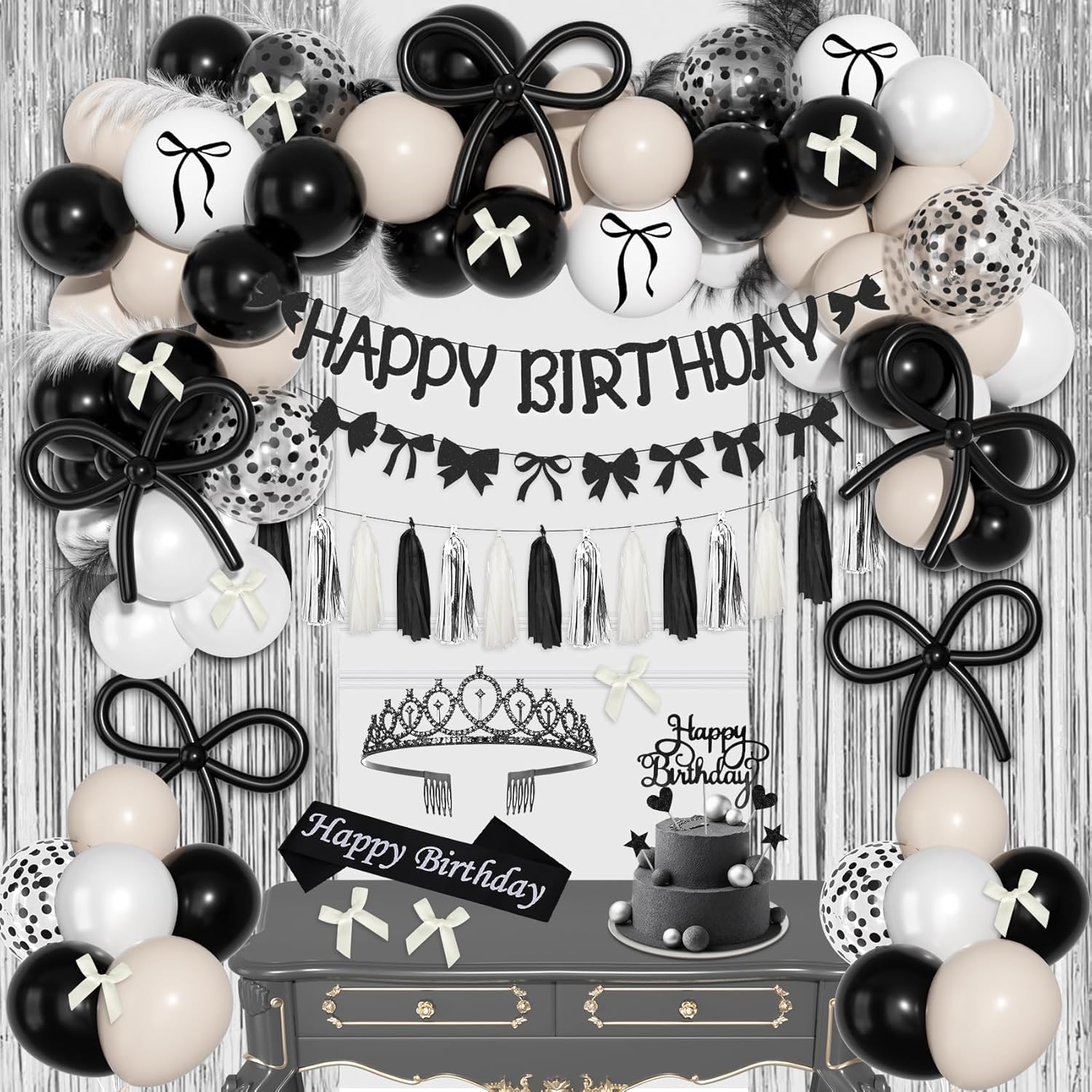 Ouddy Life Black Bow Birthday Decorations