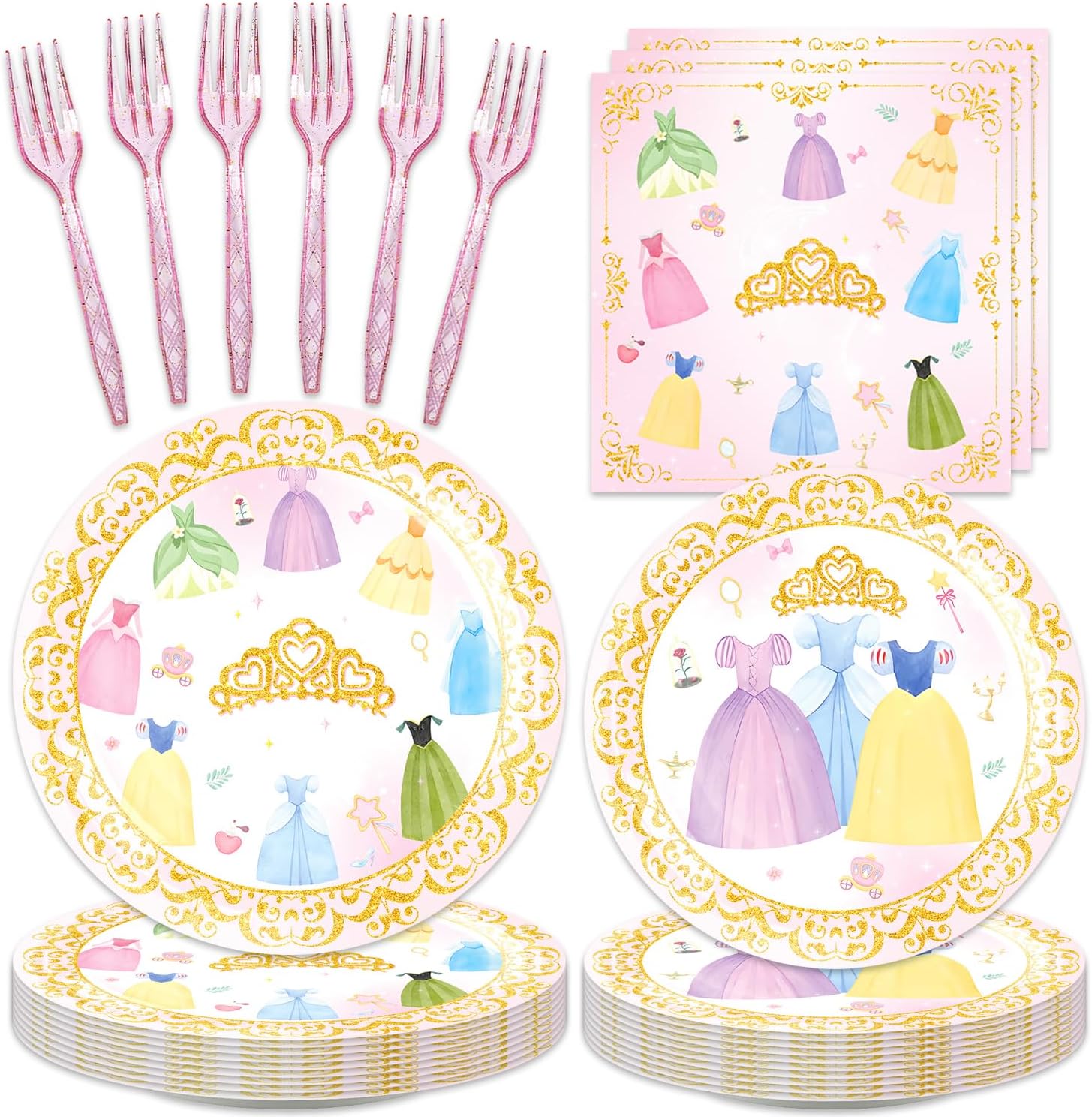 MASGY 96Pcs Princess Party Set for 24 Guests