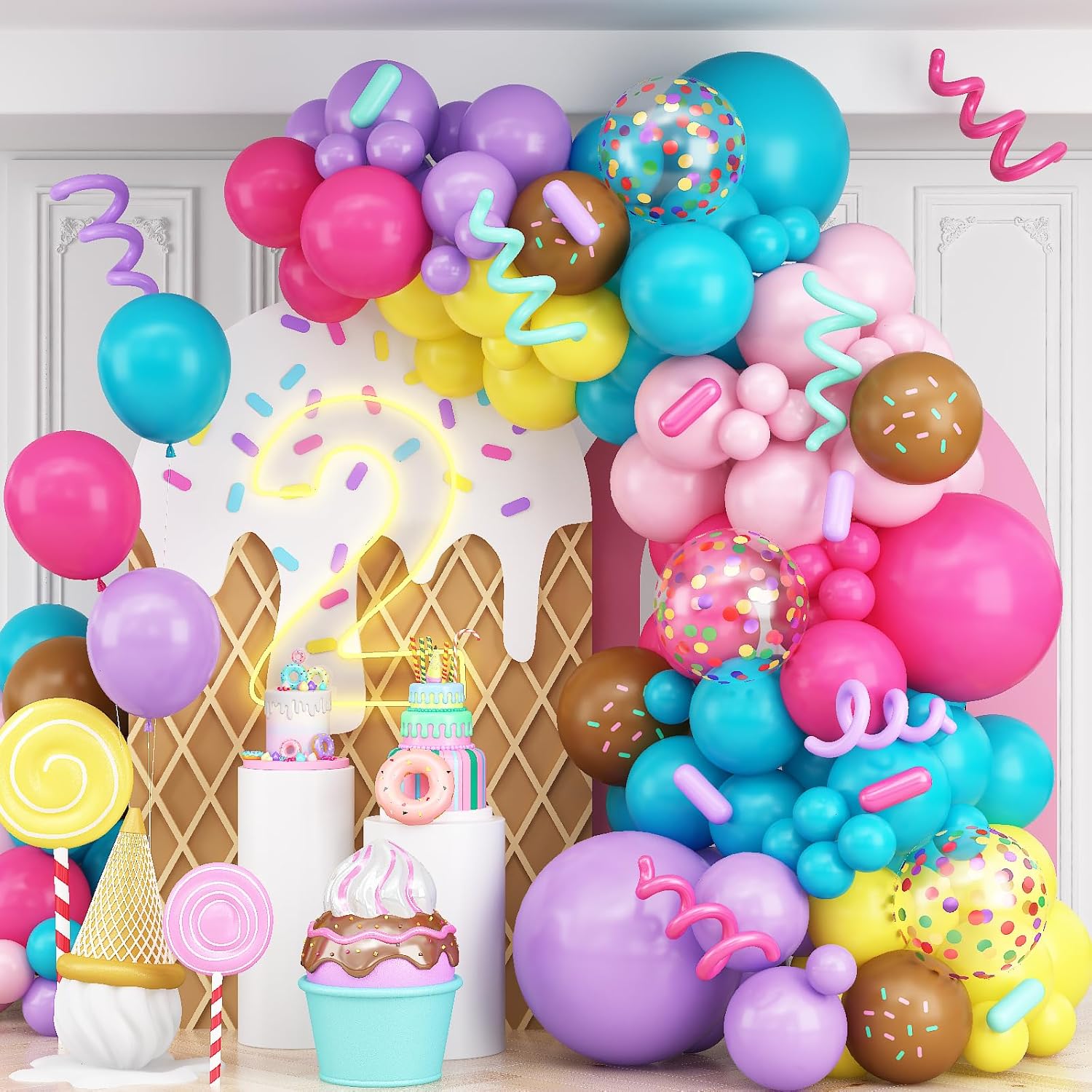 Isndare Rainbow Balloons Arch Kit for Birthday Party Decorations