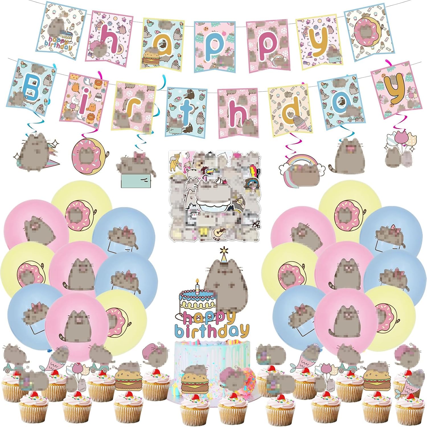 106 Pcs Cat Birthday Decorations Party Supplies