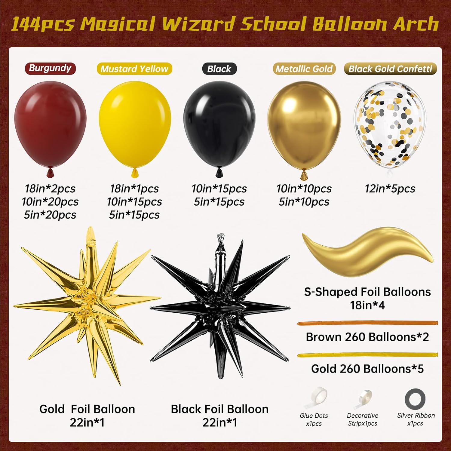 144pcs Magic Wizard Balloons Arch Kit Decorations
