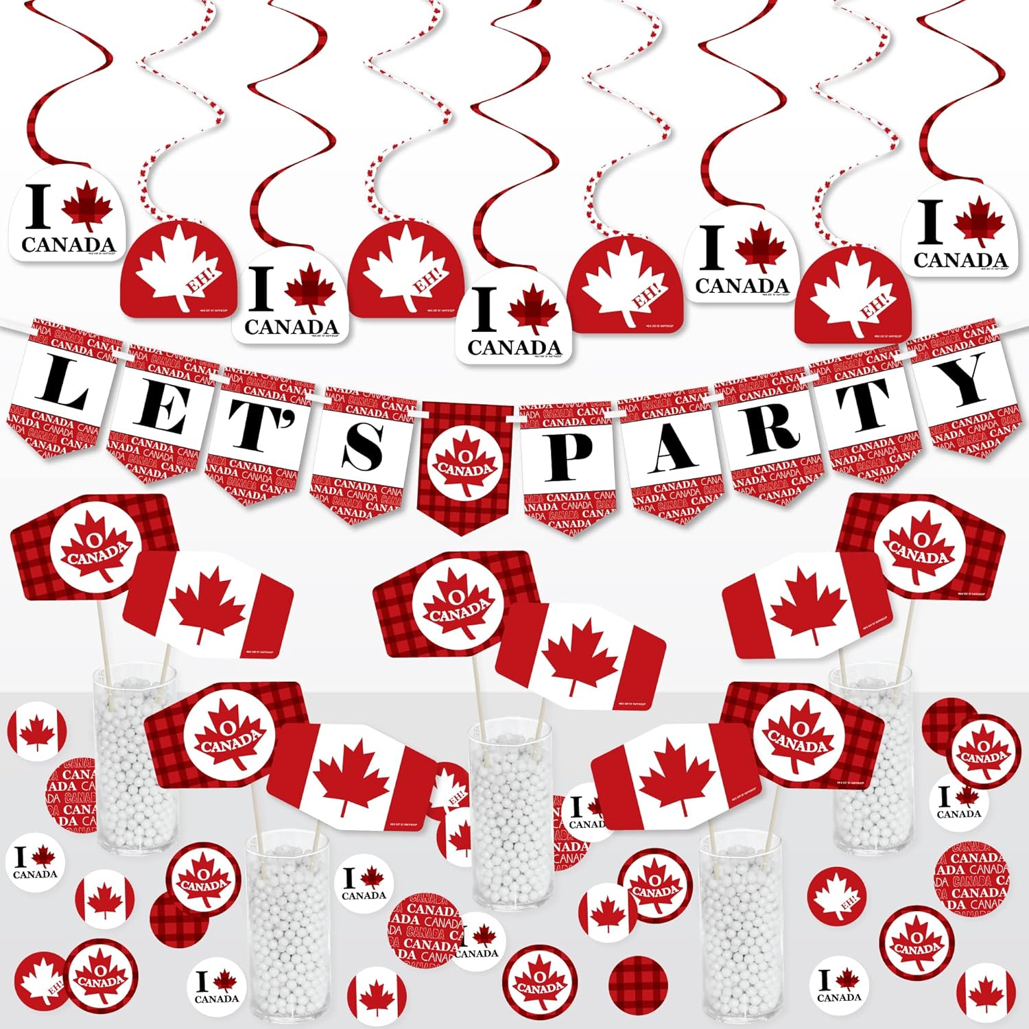 Big Dot of Happiness Canada Day Decor Kit - 51 Pieces