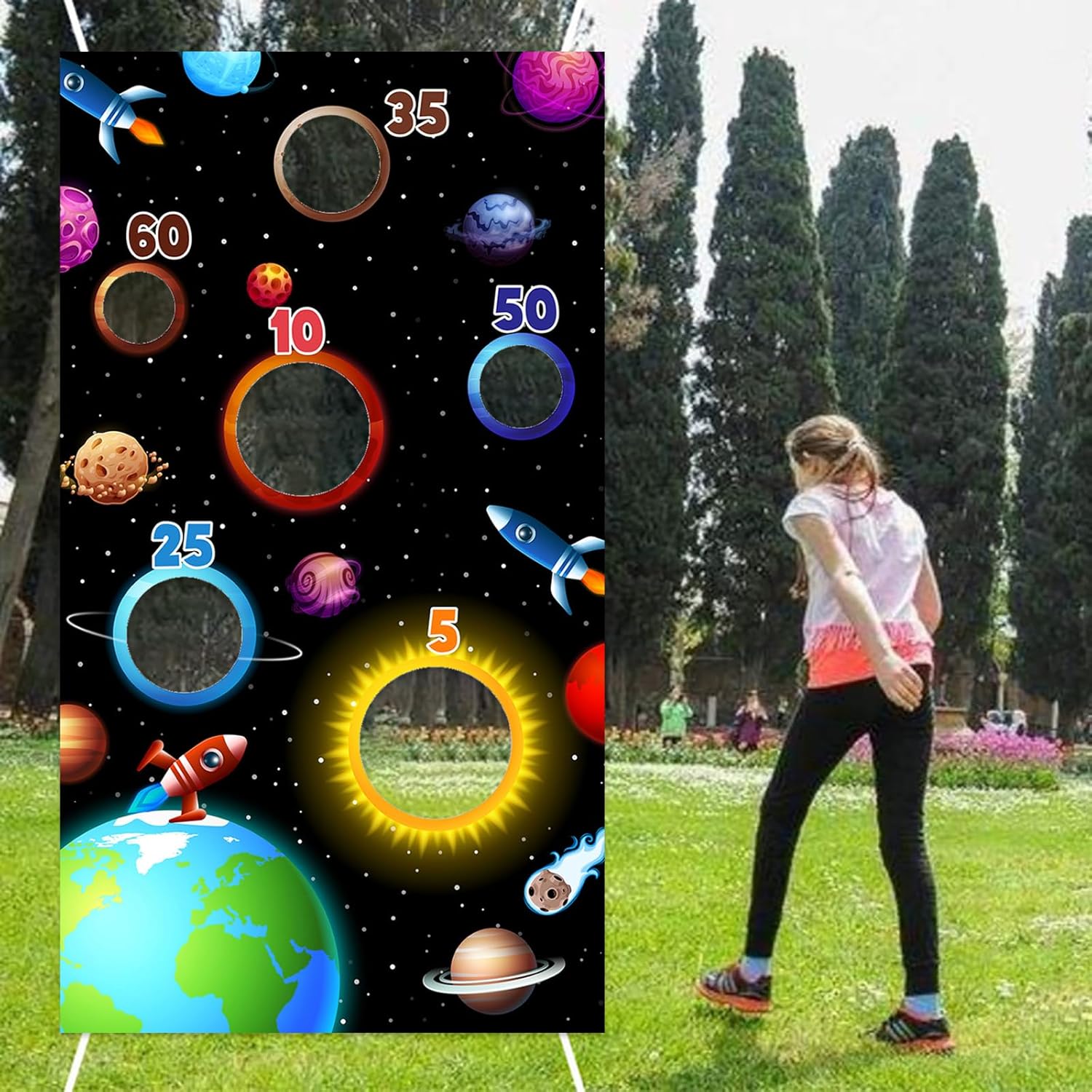 Outer Space Toss Game Poster with Bean Bags