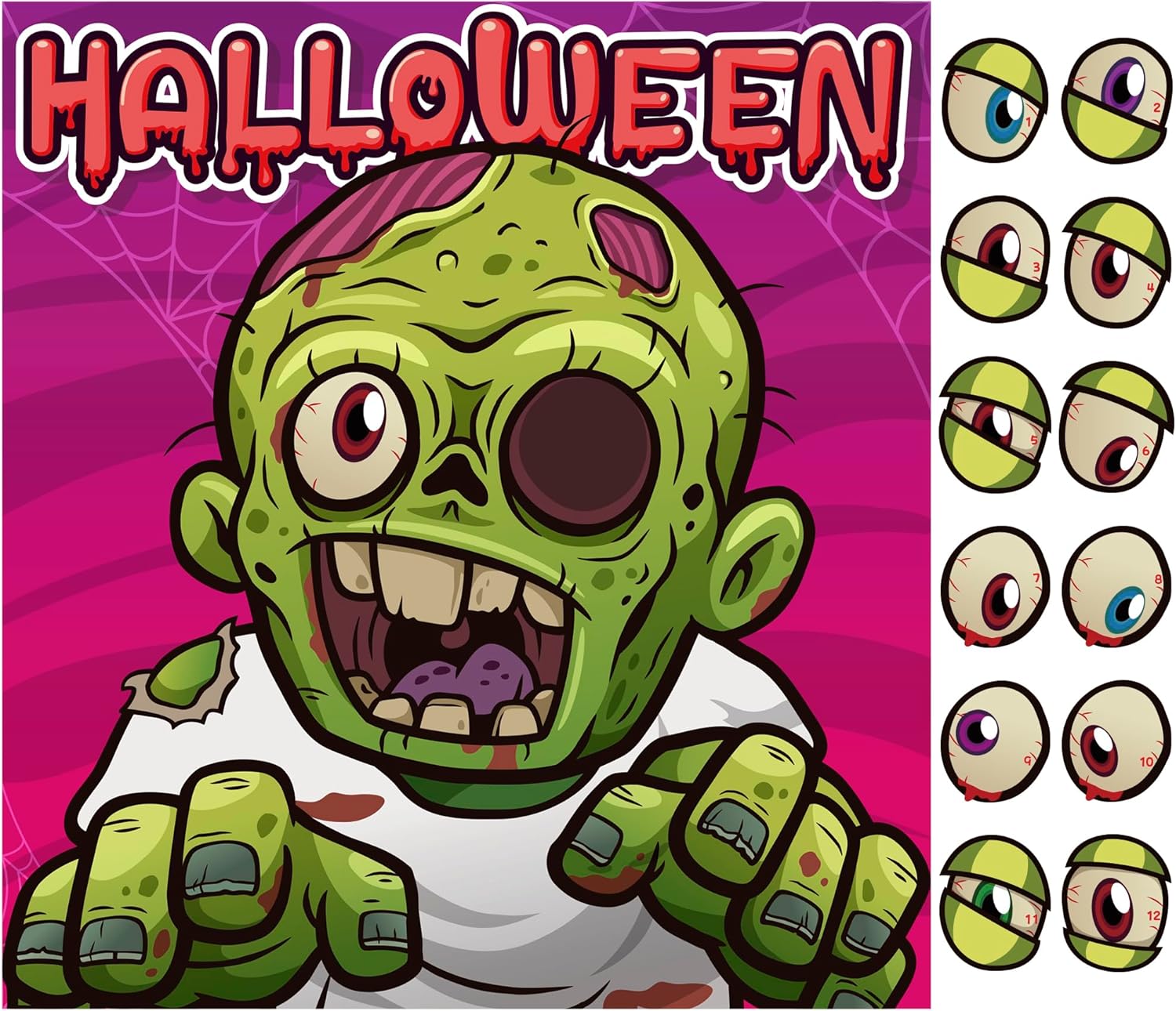 Halloween Party Decorations - Zombie Eyeball Game Poster Set