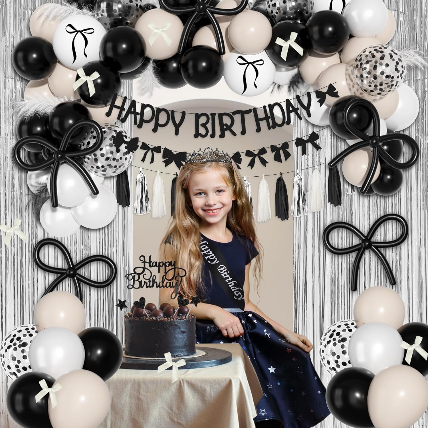 Ouddy Life Black Bow Birthday Decorations