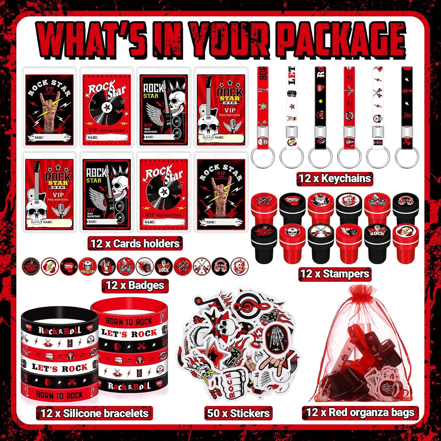 Blosssound 122 Pcs Rock and Roll Party Favors Set