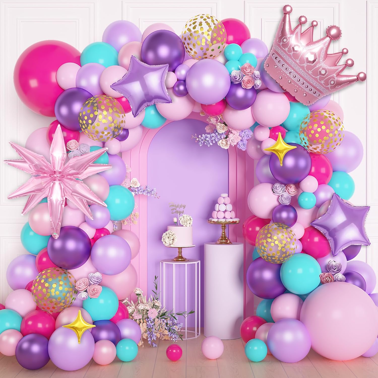 Ouddy Life 162Pcs Pink Purple Balloon Arch Kit