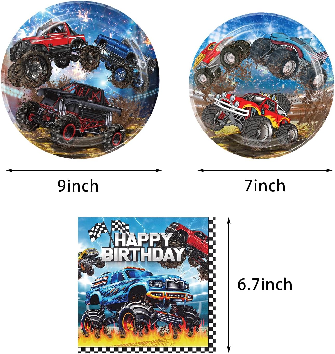 Heidaman 104Pcs Monster Truck Decorations Party Set