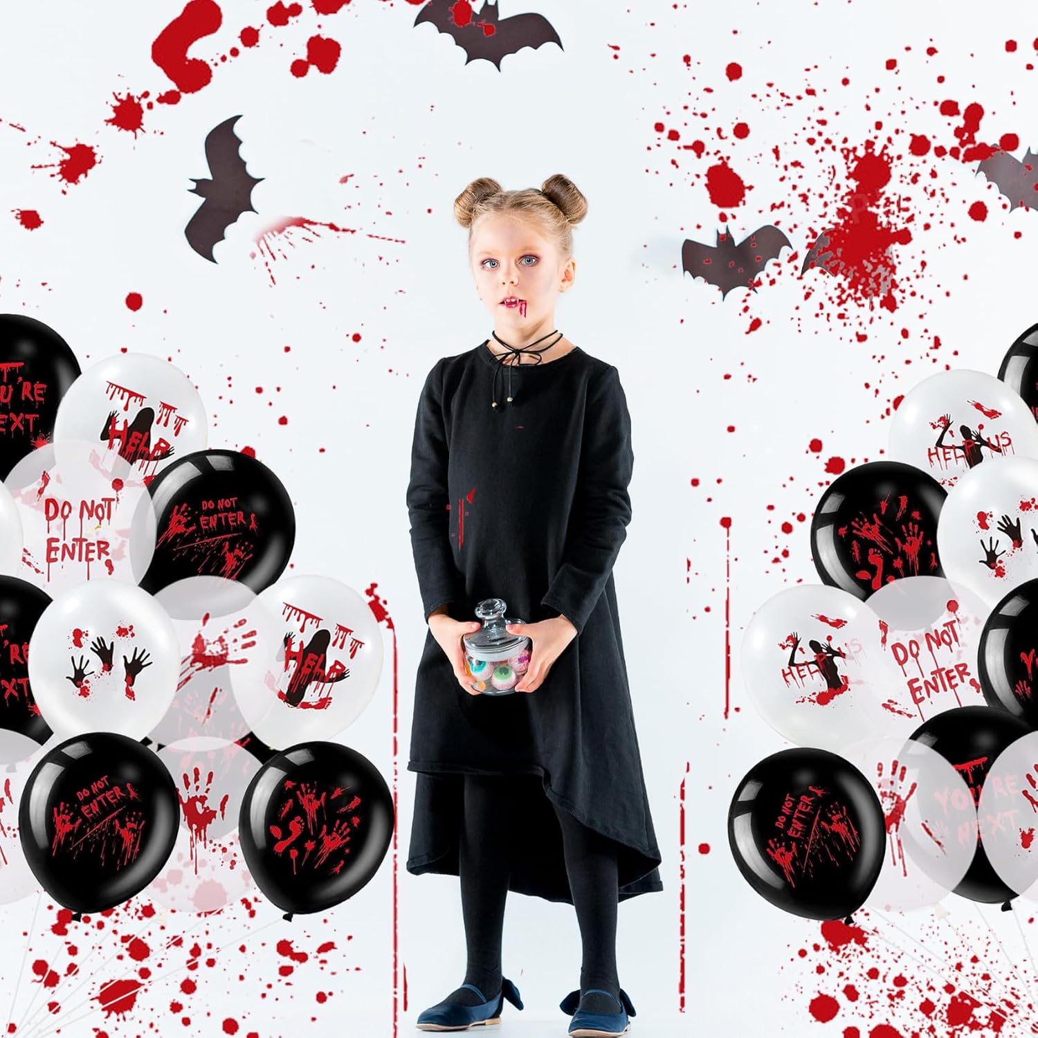 54PCS Halloween Balloons Set with Blood Splatter Design