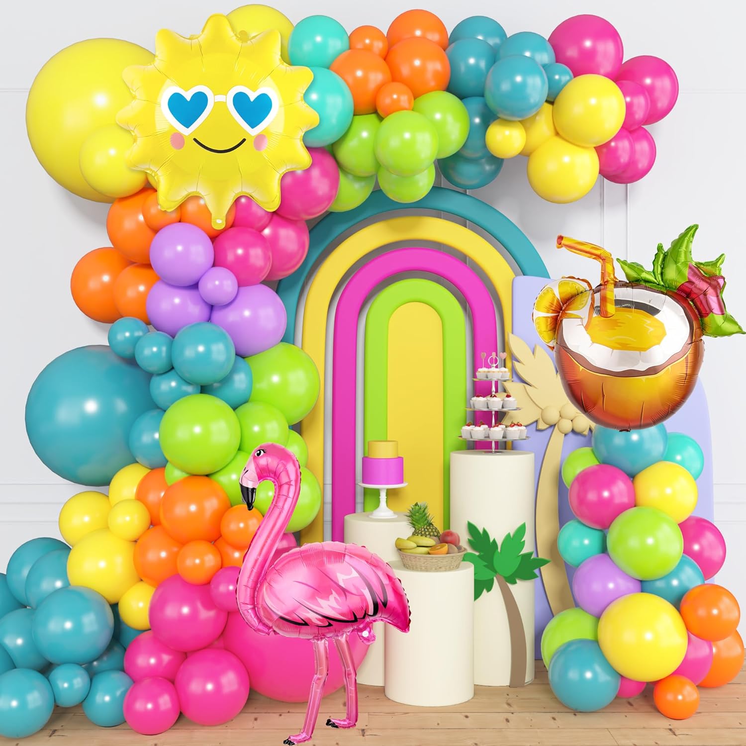 164Pcs Tropical Balloon Arch Kit for Parties