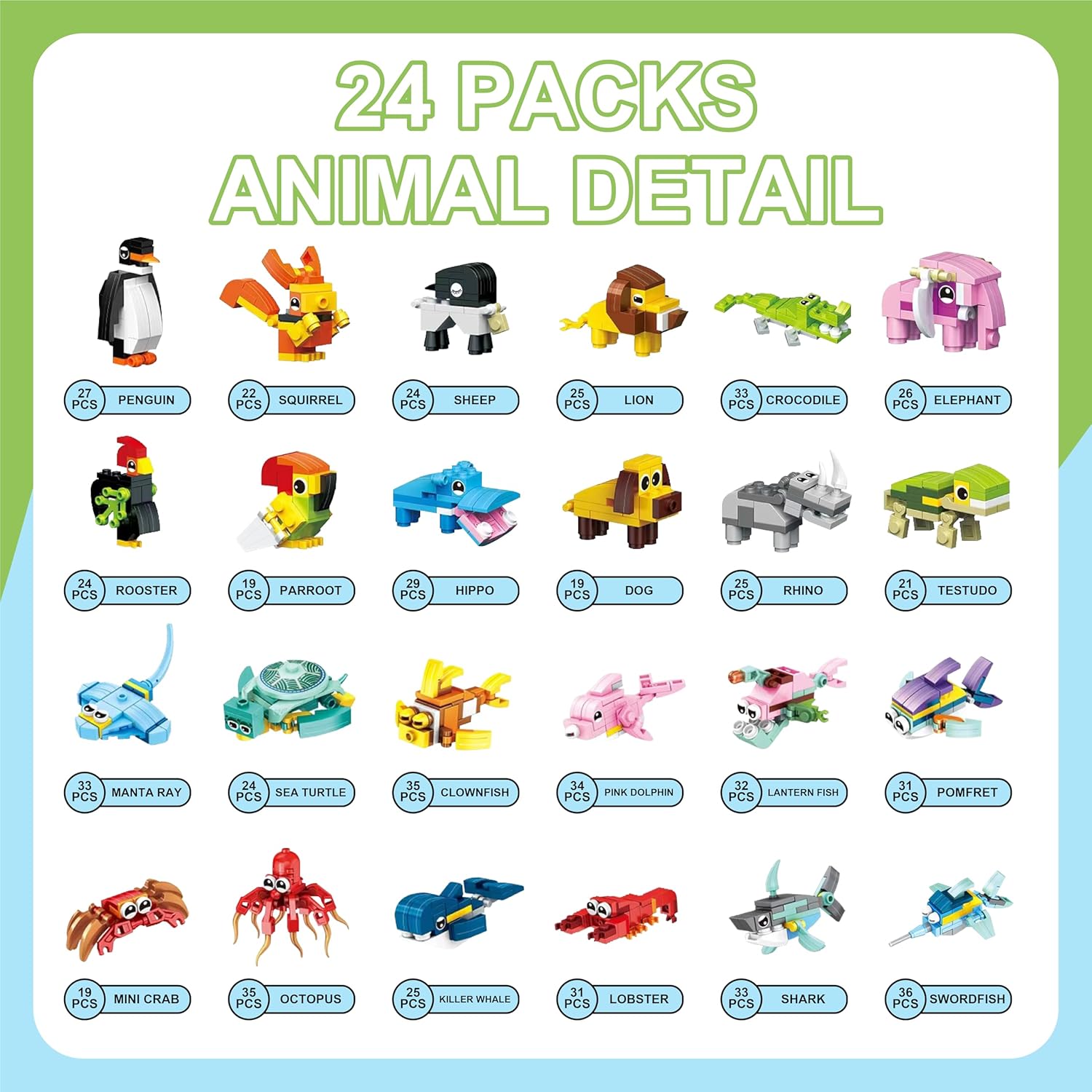 24 Pack Mini Building Blocks Toy for Kids 6-12