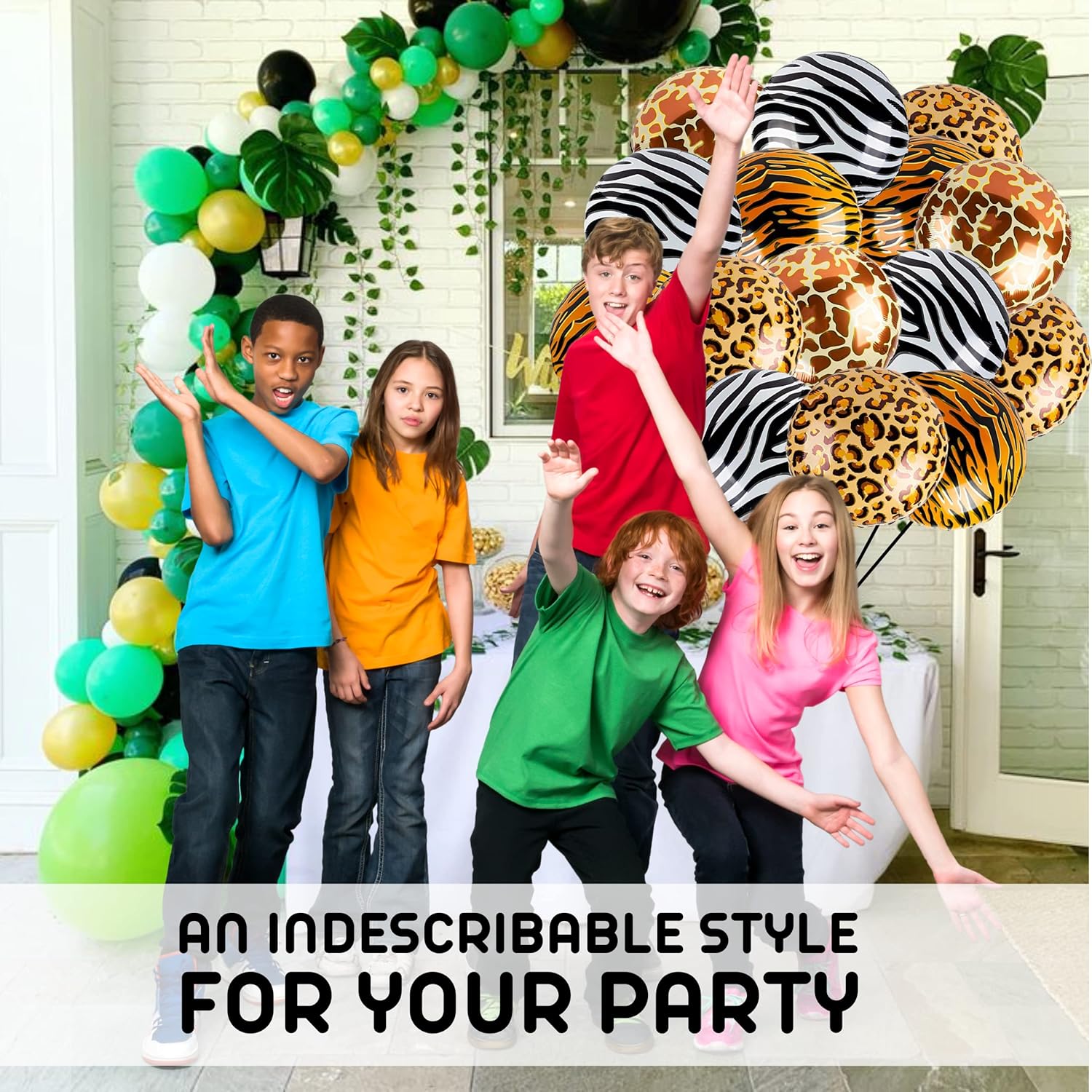16PCS Animal Pattern Balloons - 18 Inch Foil Safari Decorations