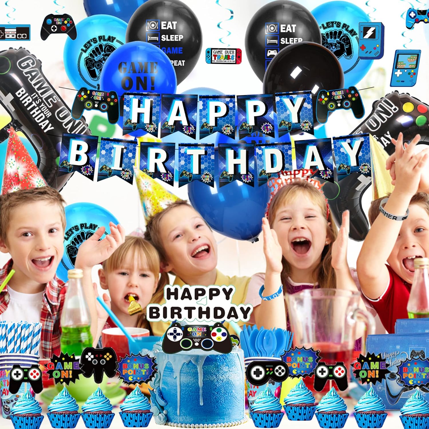 VOFGODI Boys Birthday Party Decorations Set Blue