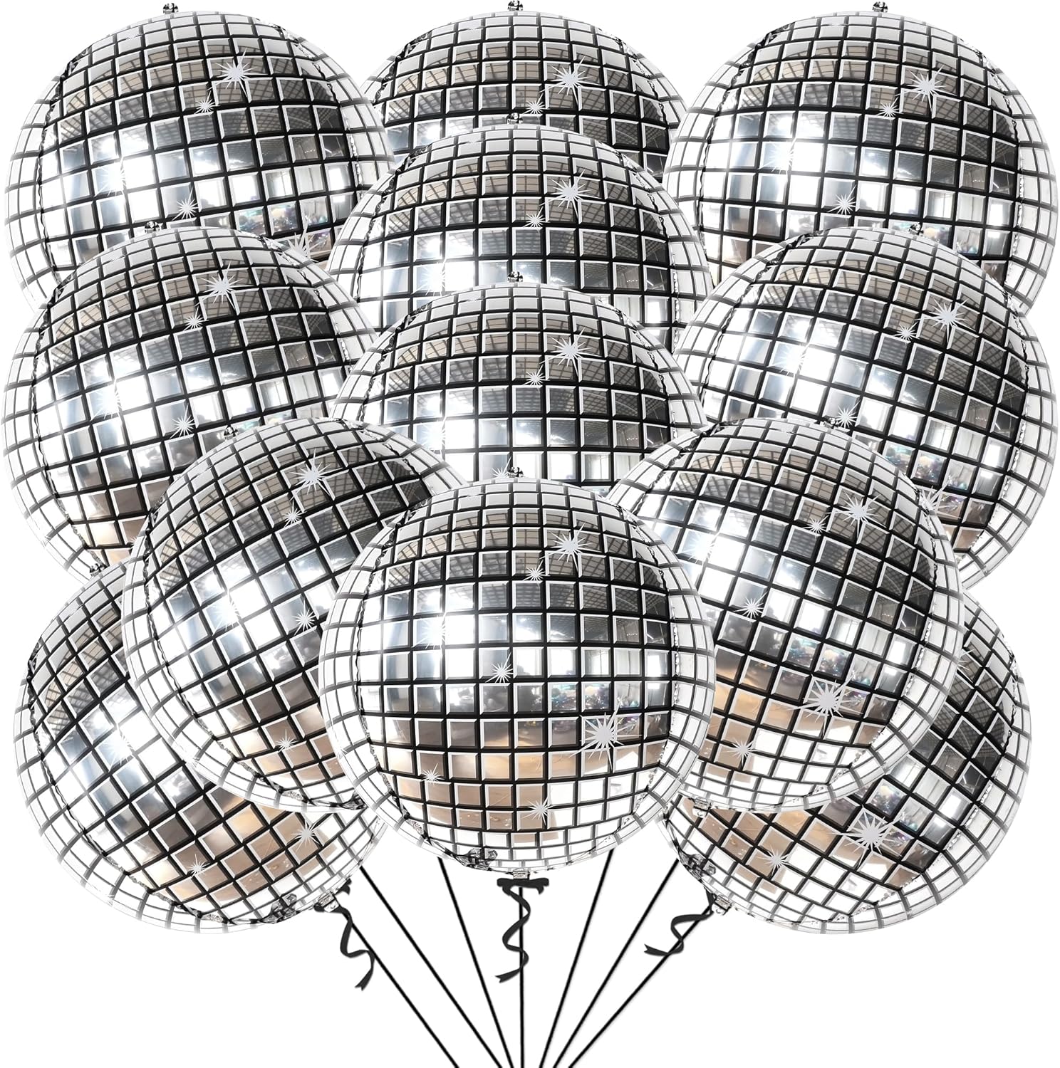 KatchOn Silver Disco Ball Balloons 22 Inch Pack of 12