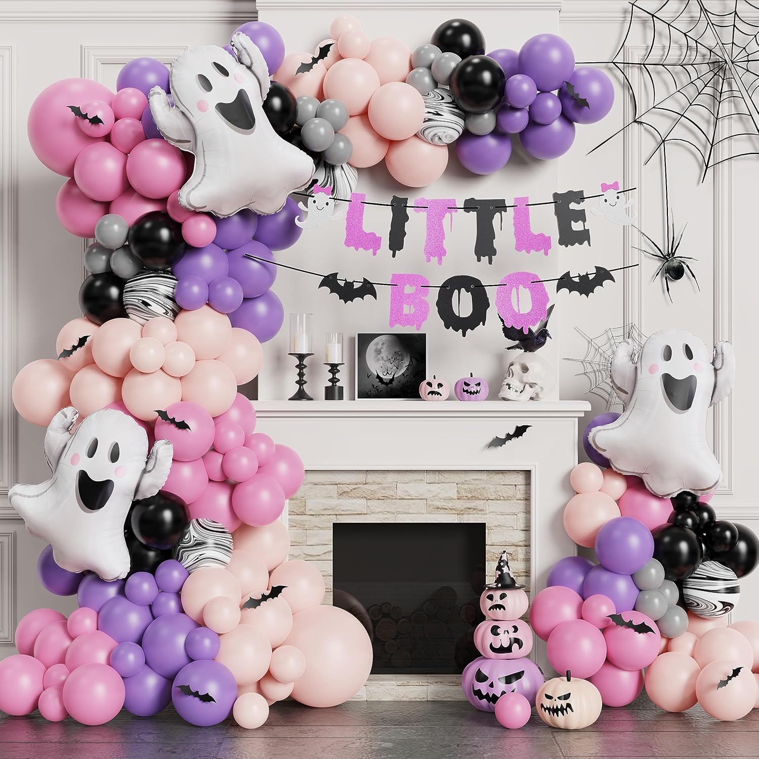 PageebO Halloween Balloon Arch Kit with Banner and Stickers