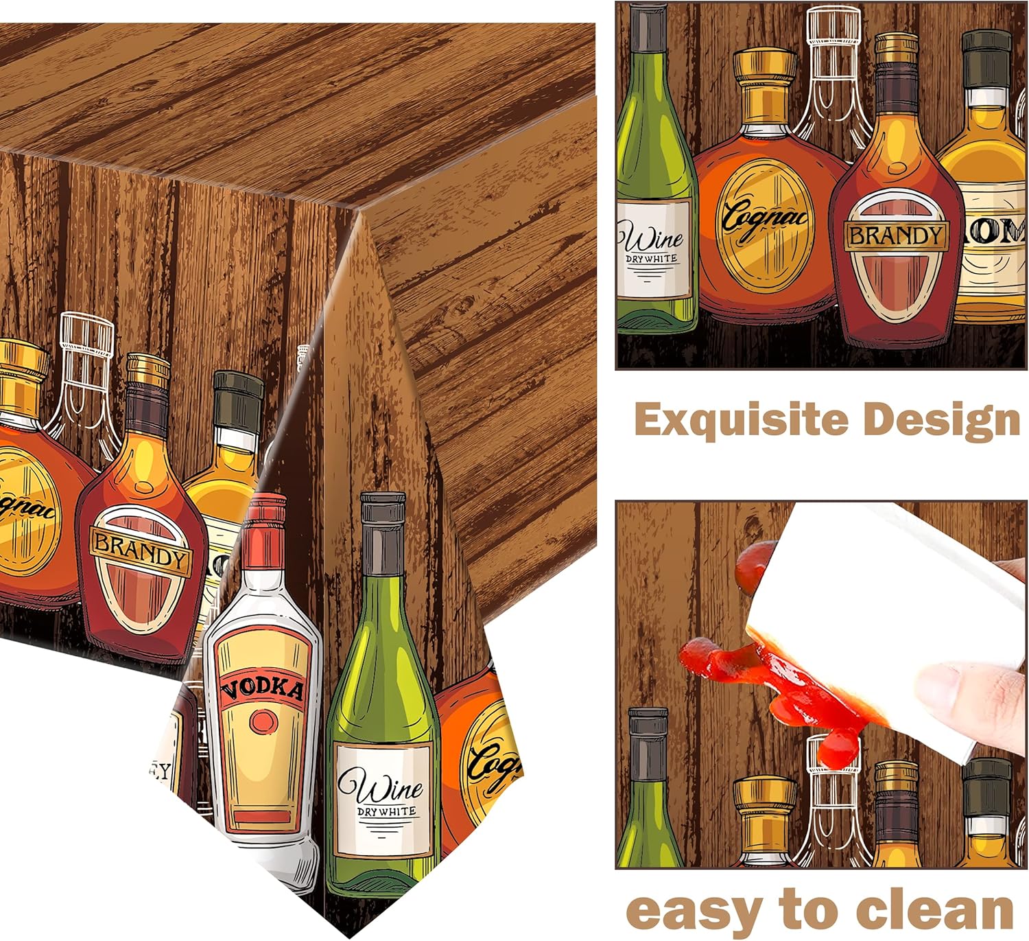 Whiskey Party Tablecloths 2Pcs Decor for Birthday Events
