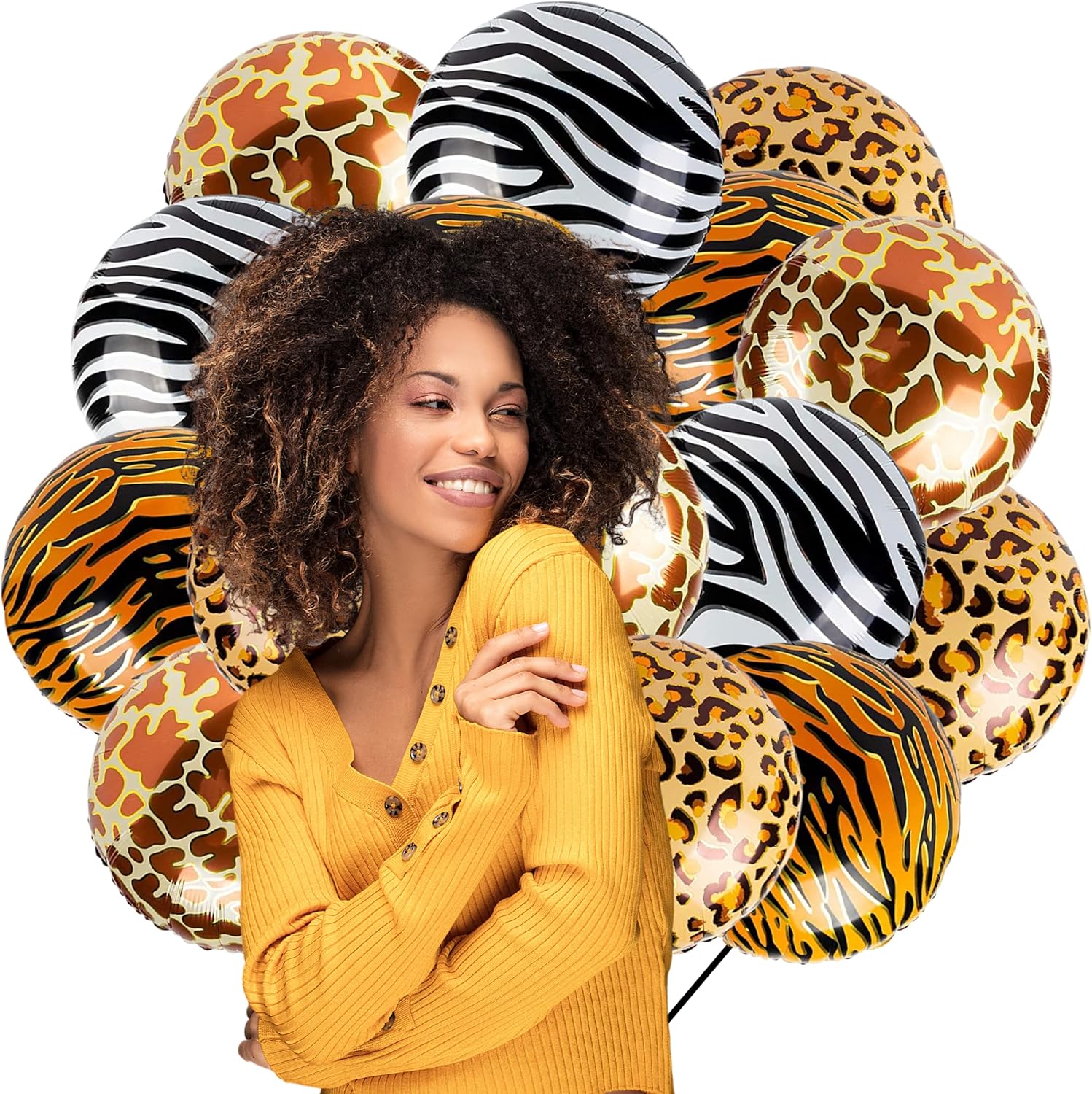 16PCS Animal Pattern Balloons - 18 Inch Foil Safari Decorations
