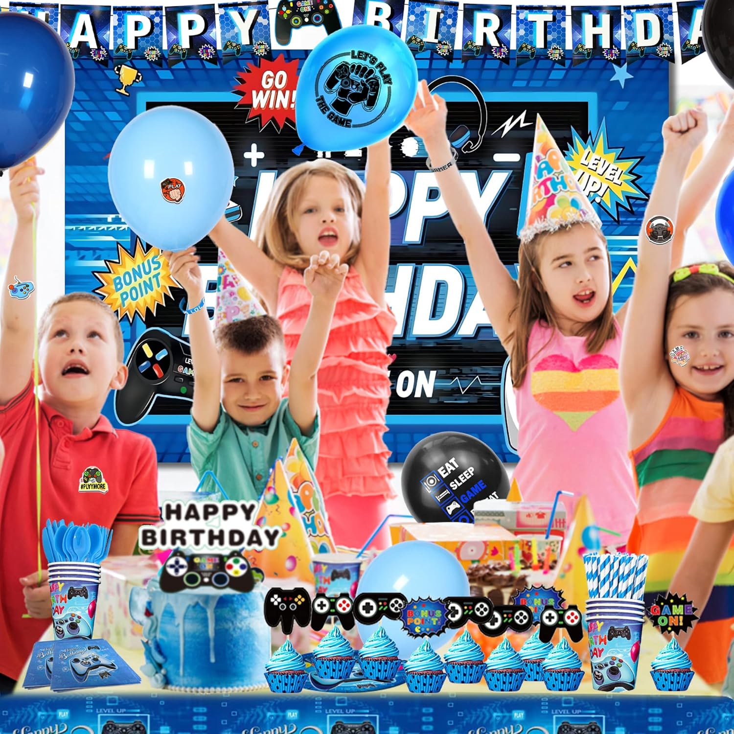 VOFGODI Boys Birthday Party Decorations Set Blue