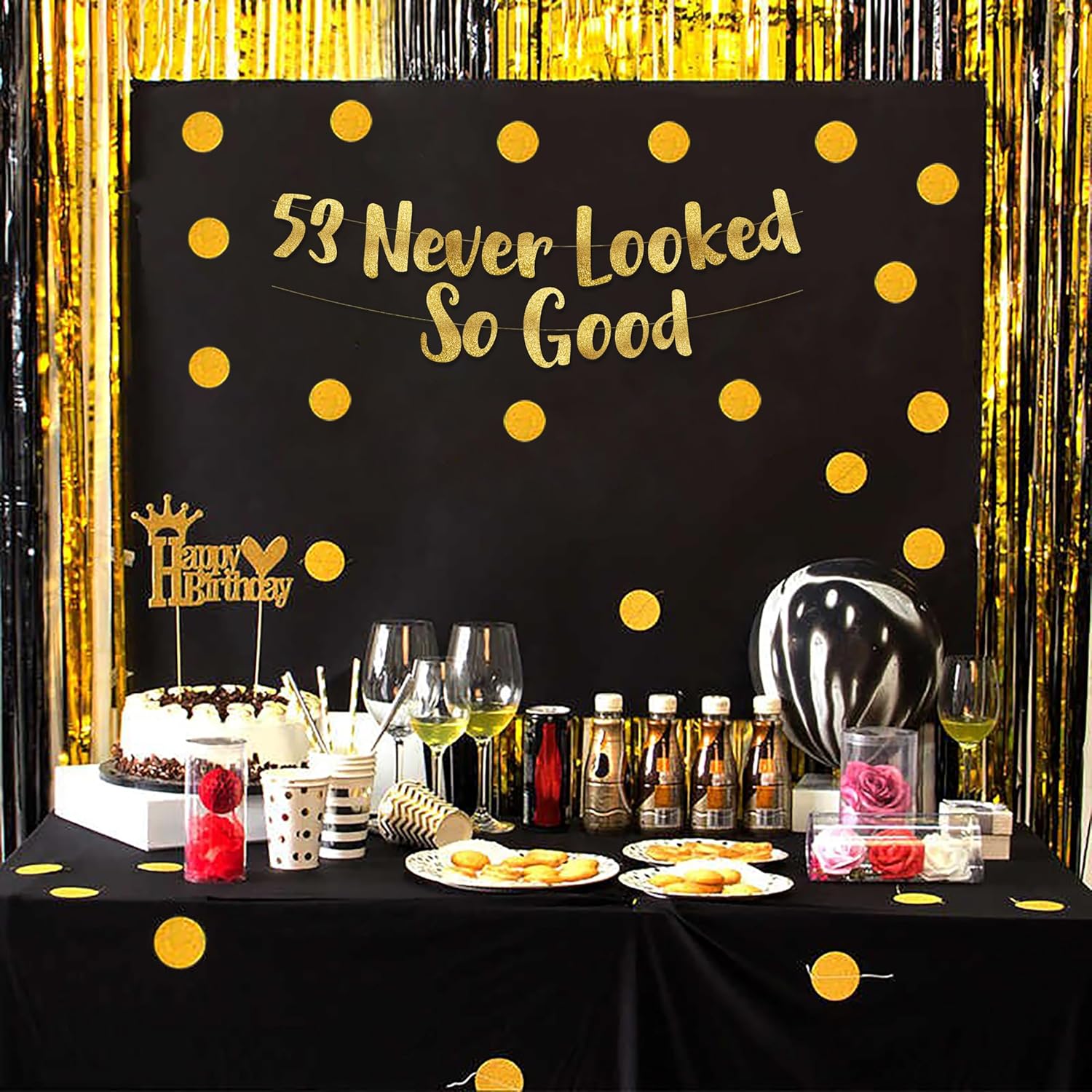 53 Never Looked So Good Gold Glitter Banner