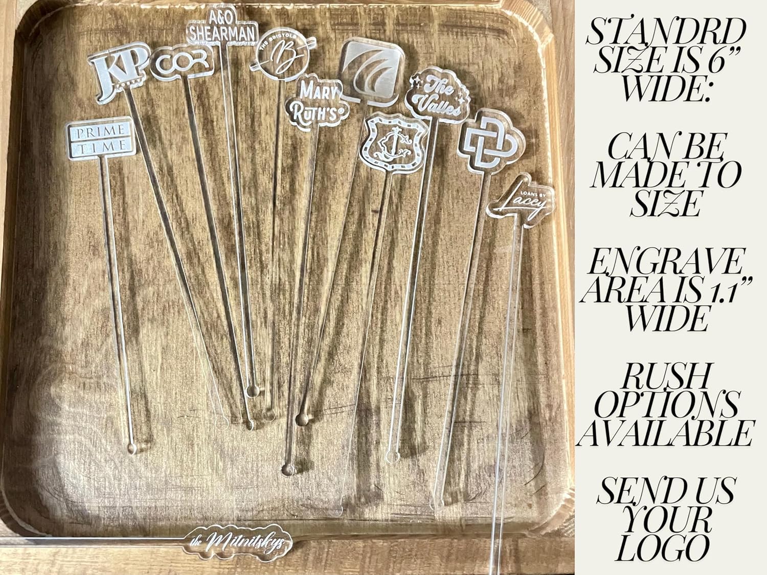 Personalized Drink Stirrers Set of 25 Custom Logo Cocktail Sticks
