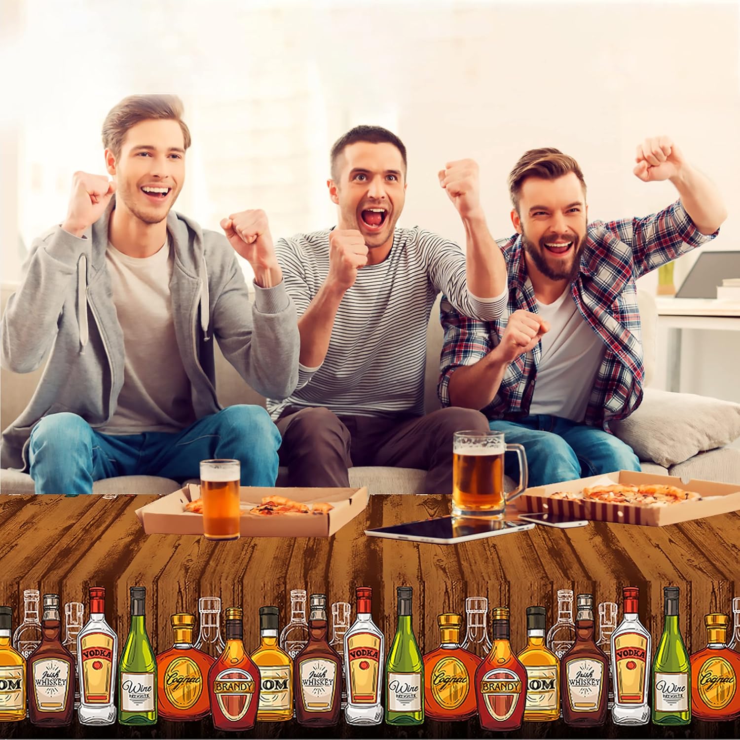 Whiskey Party Tablecloths 2Pcs Decor for Birthday Events