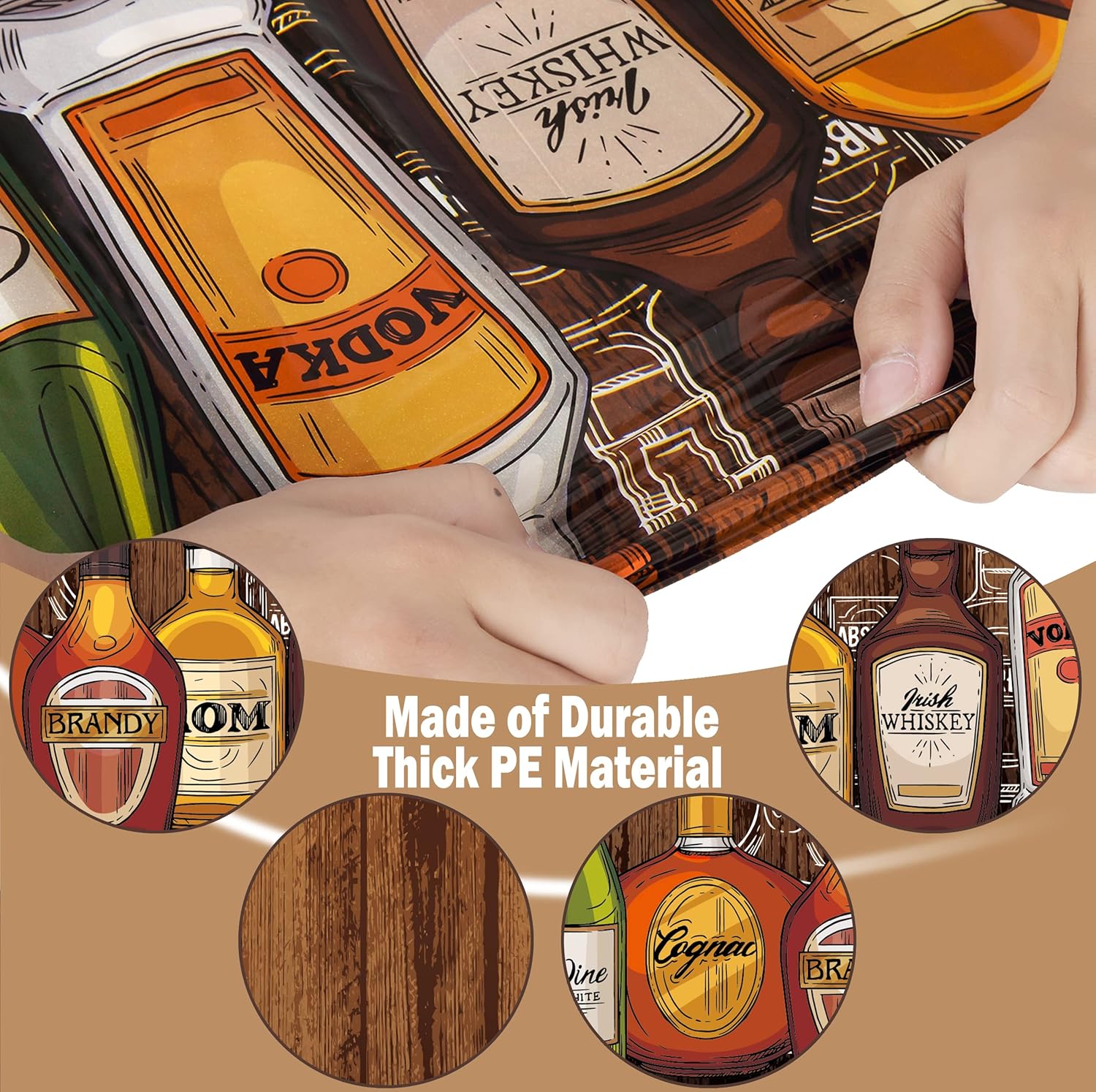 Whiskey Party Tablecloths 2Pcs Decor for Birthday Events