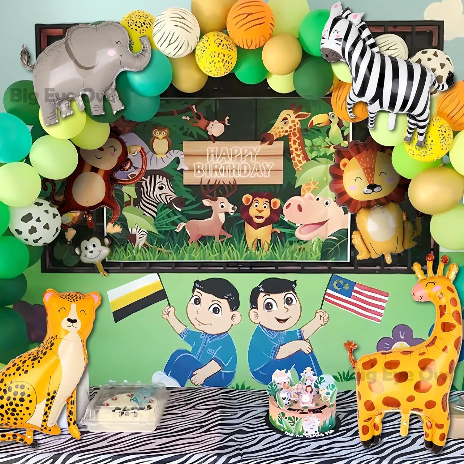 Jungle Safari Animal Balloons Birthday Decor Kit