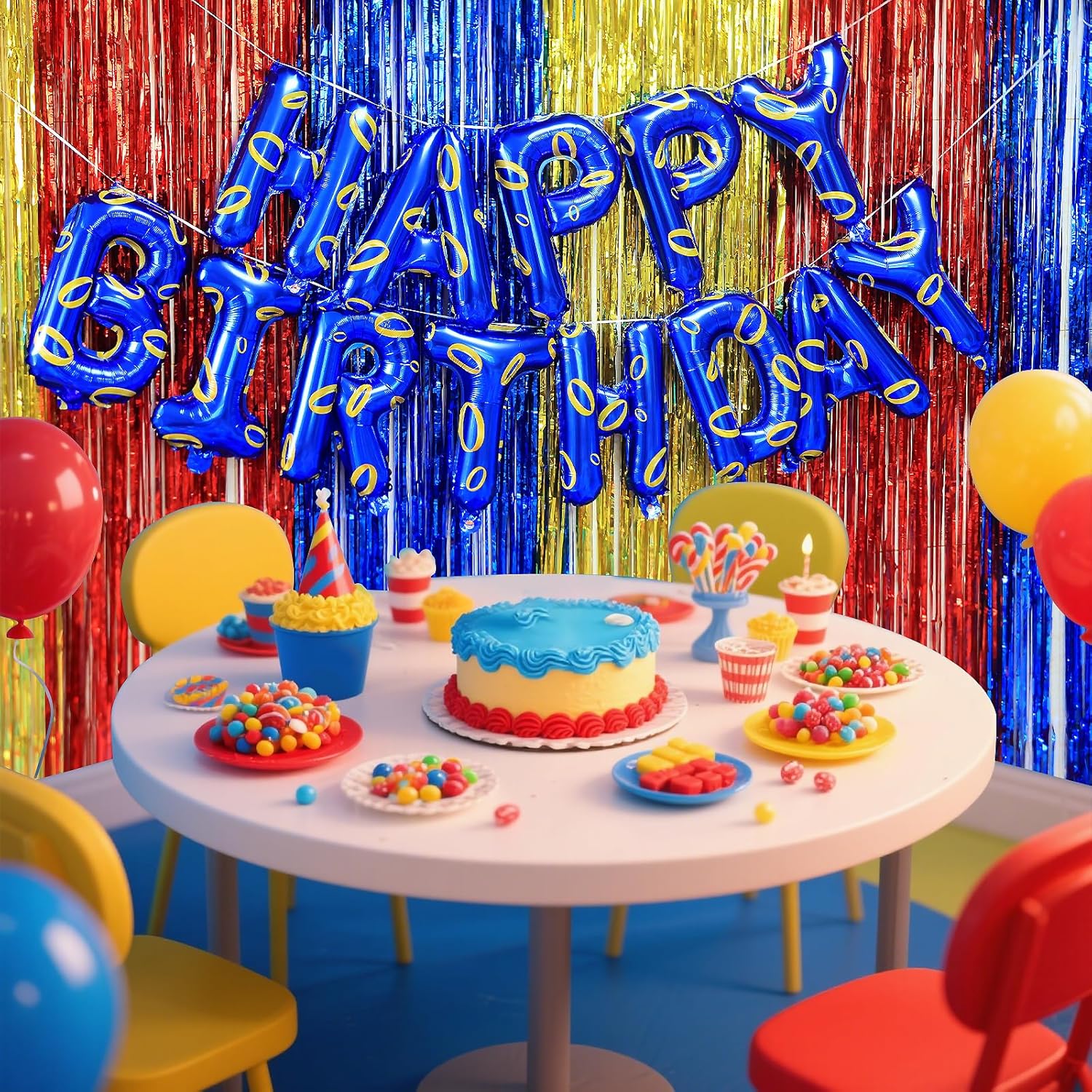 Cartoon Blue Hedgehog Birthday Banner Decorations